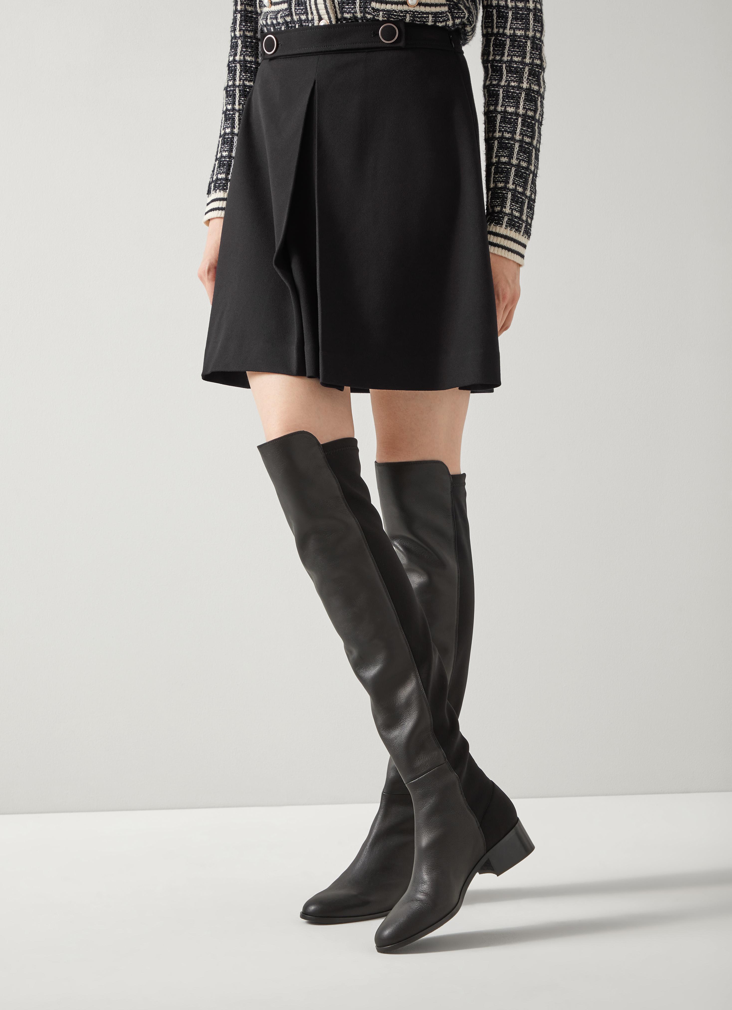 Duke Black Half And Half Stretch Over The Knee Boot Shoes