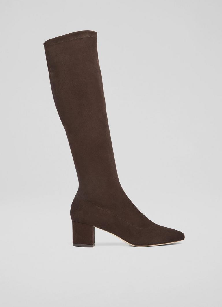 Eldon Espresso Block Heel Stretch Knee Boot Shoes Collections L.K.Bennett London