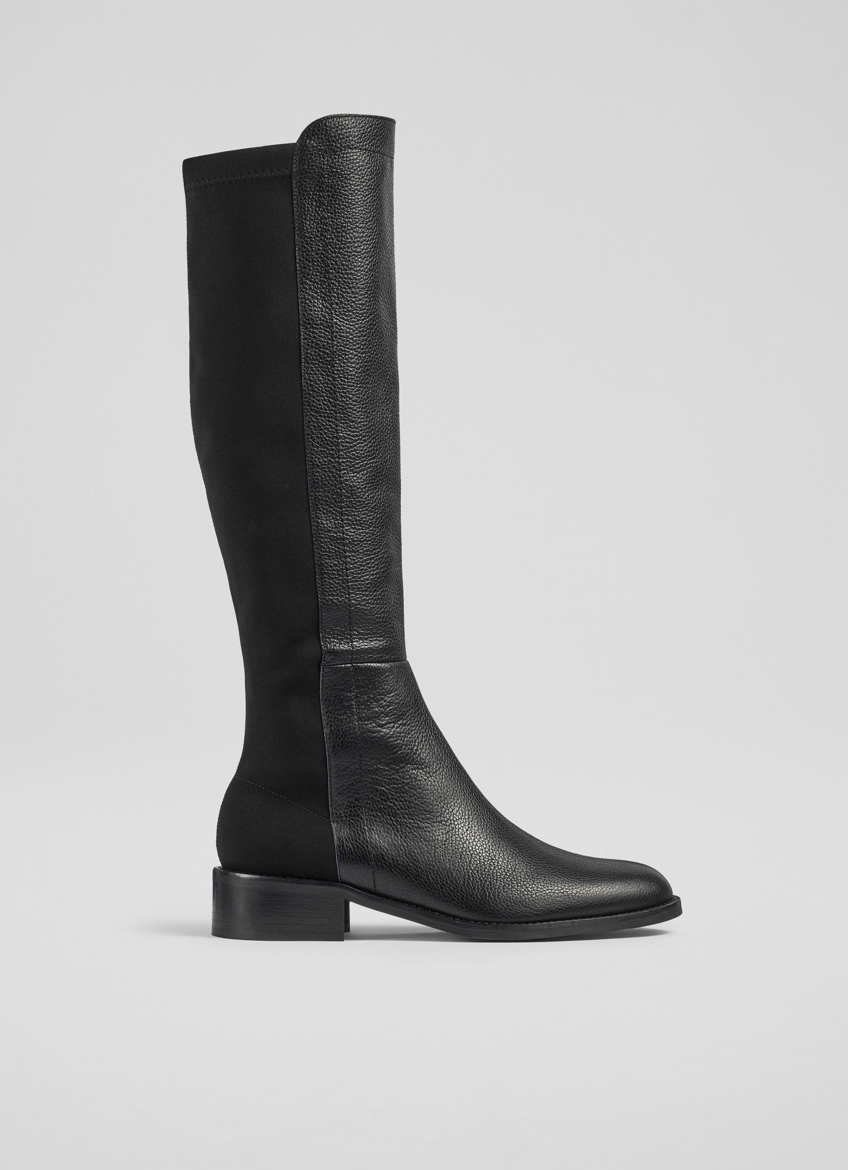 Tallis Black Half And Half Stretch Knee Boot