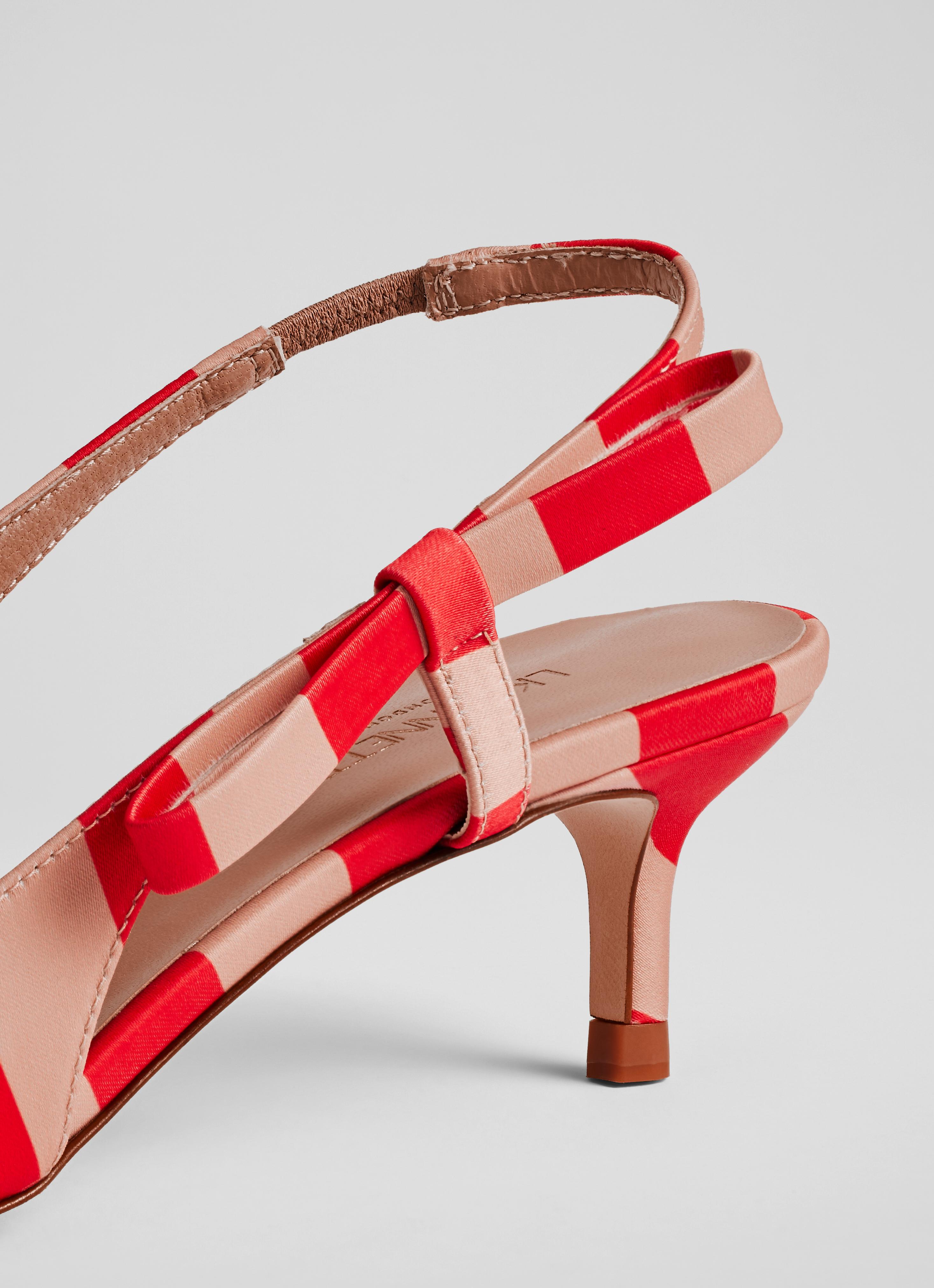 Barette Red Pink Side Bow Kitten Heels Dinner Party