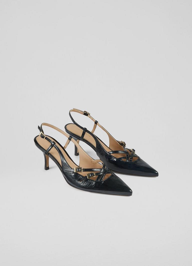 Caprice Midnight Leather Multi Strap Open Court Shoes Shoes Collections L.K.Bennett London
