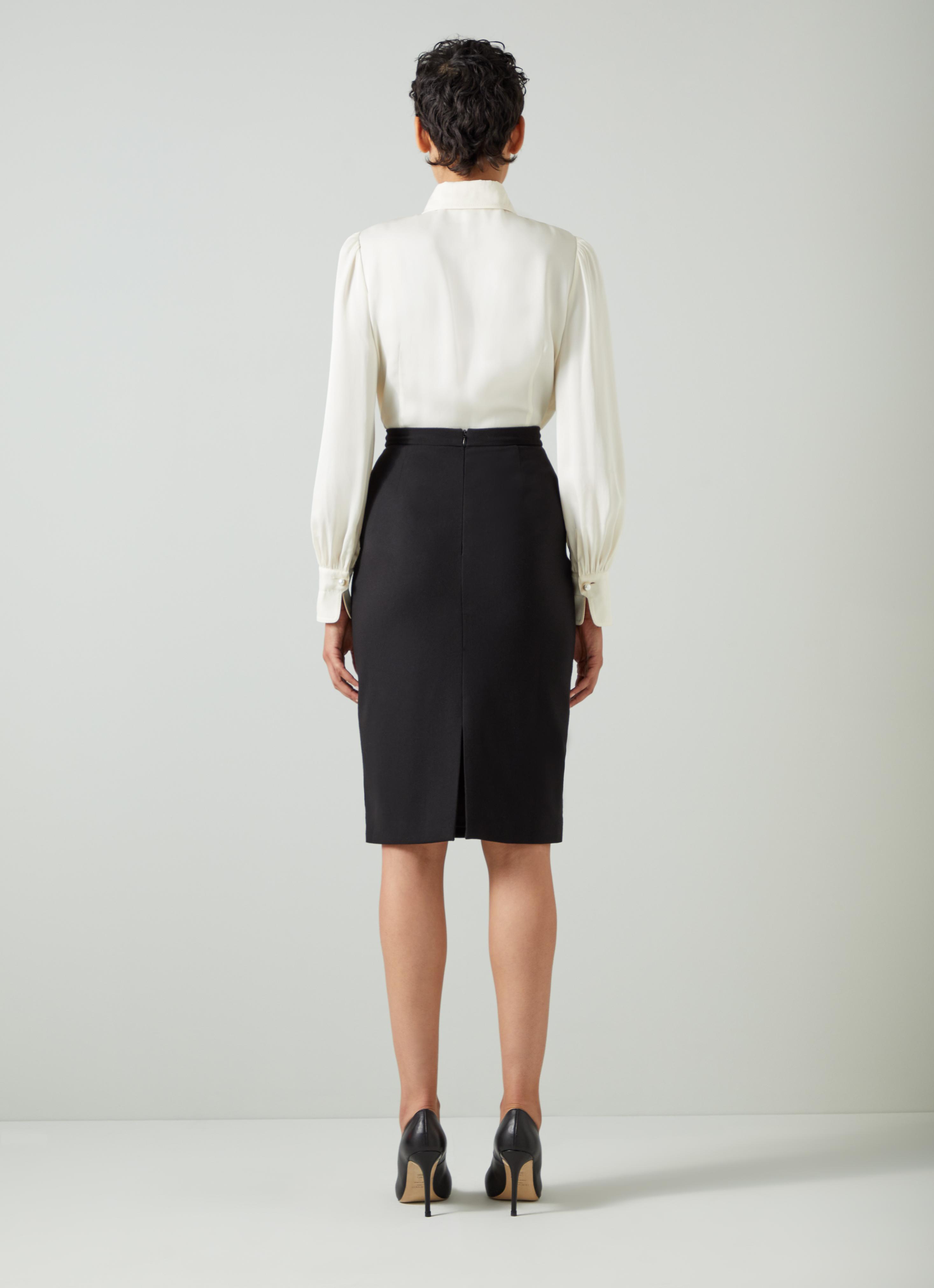 Nina Black Recycled Crepe Pencil Skirt Sale Collections