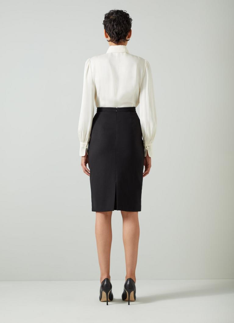 Nina Black Recycled Crepe Pencil Skirt Sale Collections