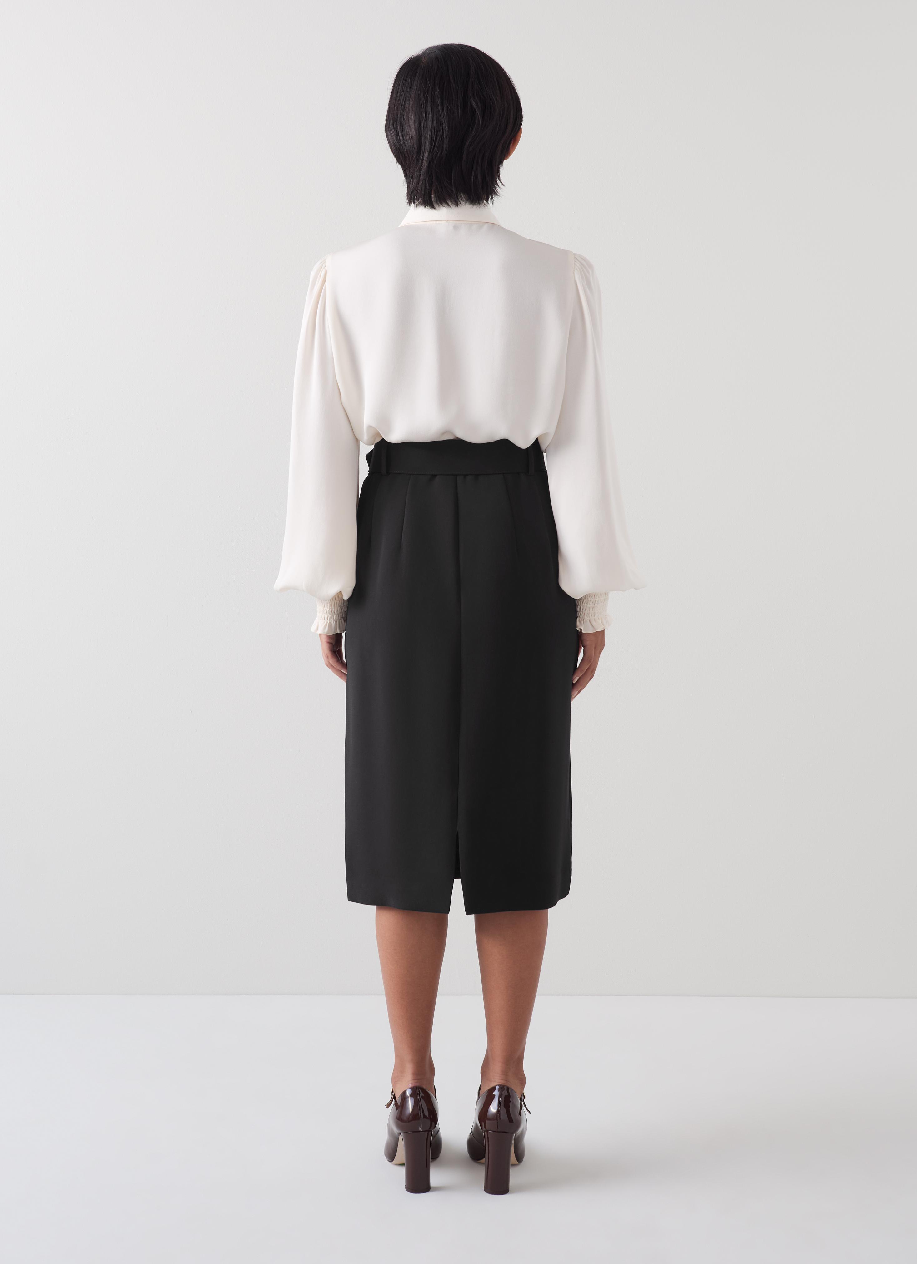 Tabitha Petite Black Belted Crepe Pencil Skirt | Clothing | Sale