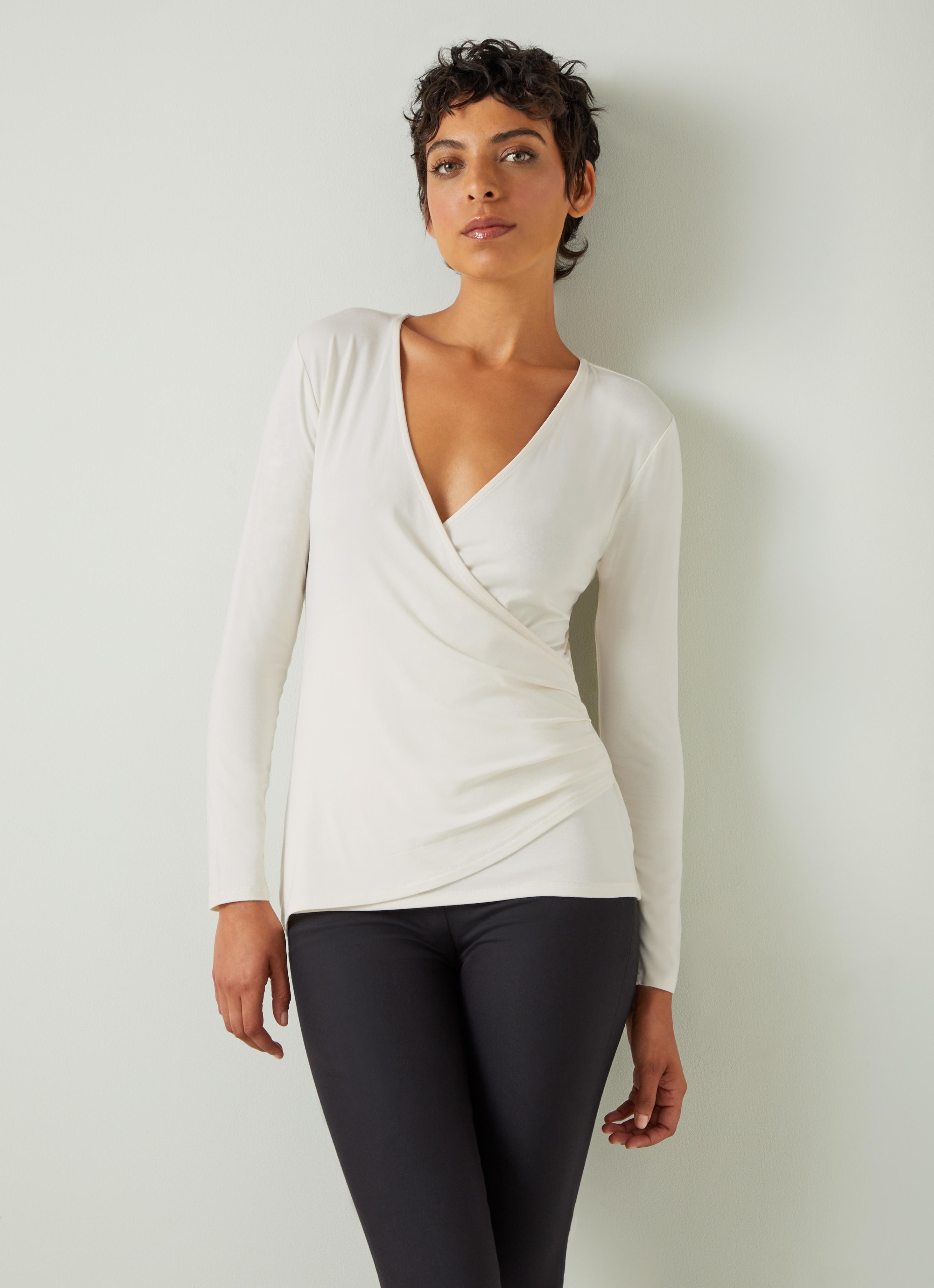 Eames Ivory Jersey Wrap Top | The Foundations Collection | L.K.