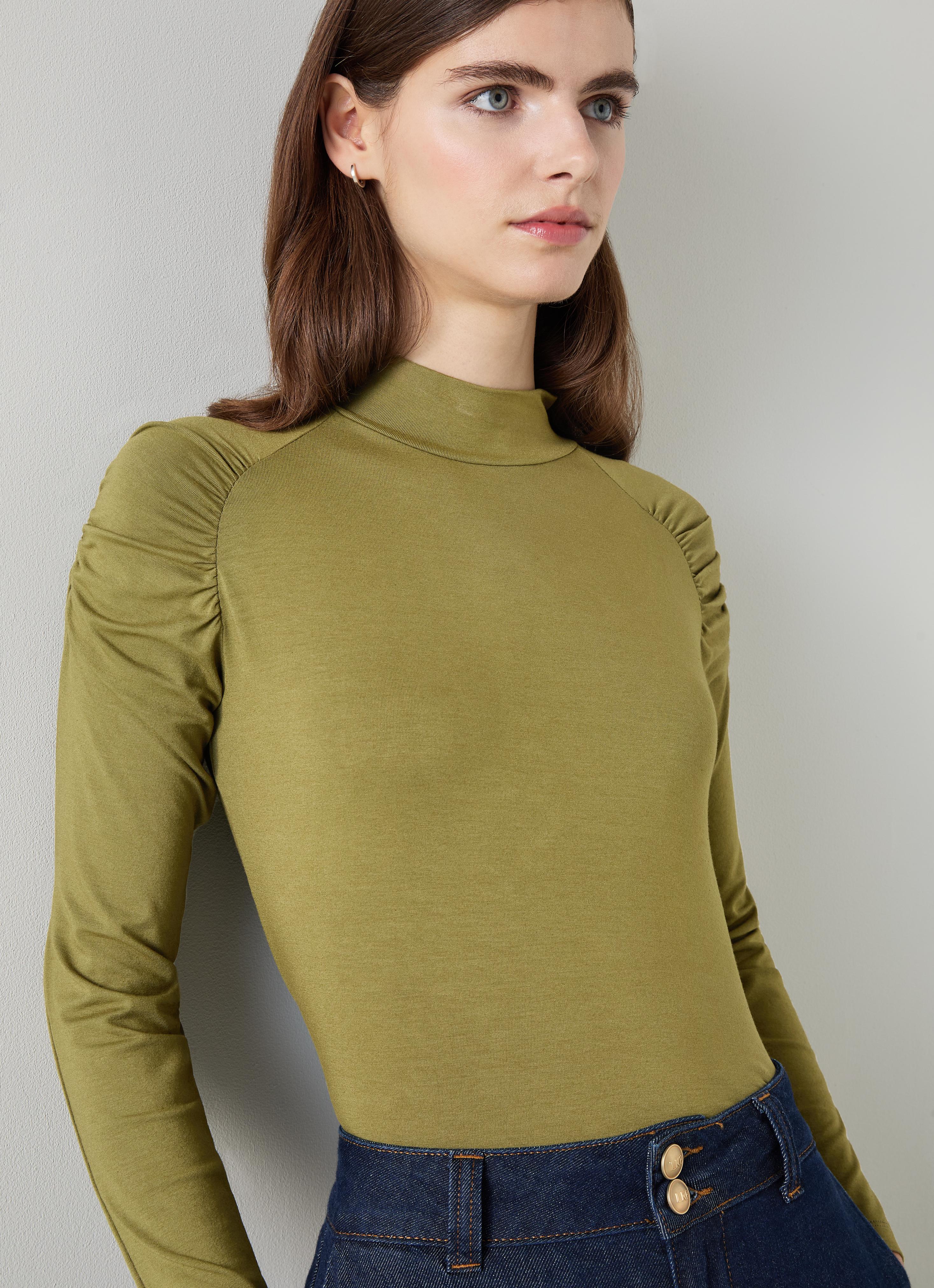 Lacey Olive Gathered Jersey Top | Clothing | Sale | Collections