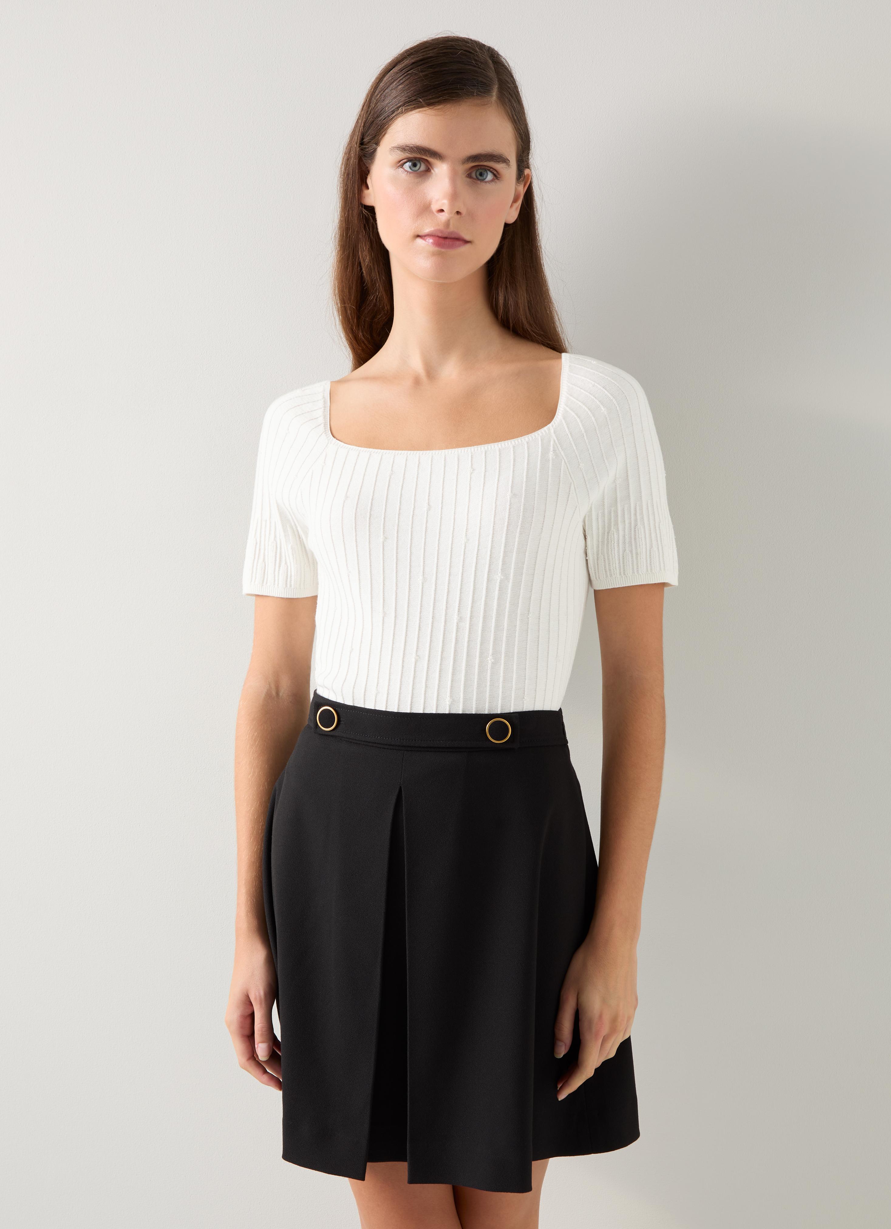 andmary Sonique knit tops ivory AM1522 Maria Ivory Beaded Knitted