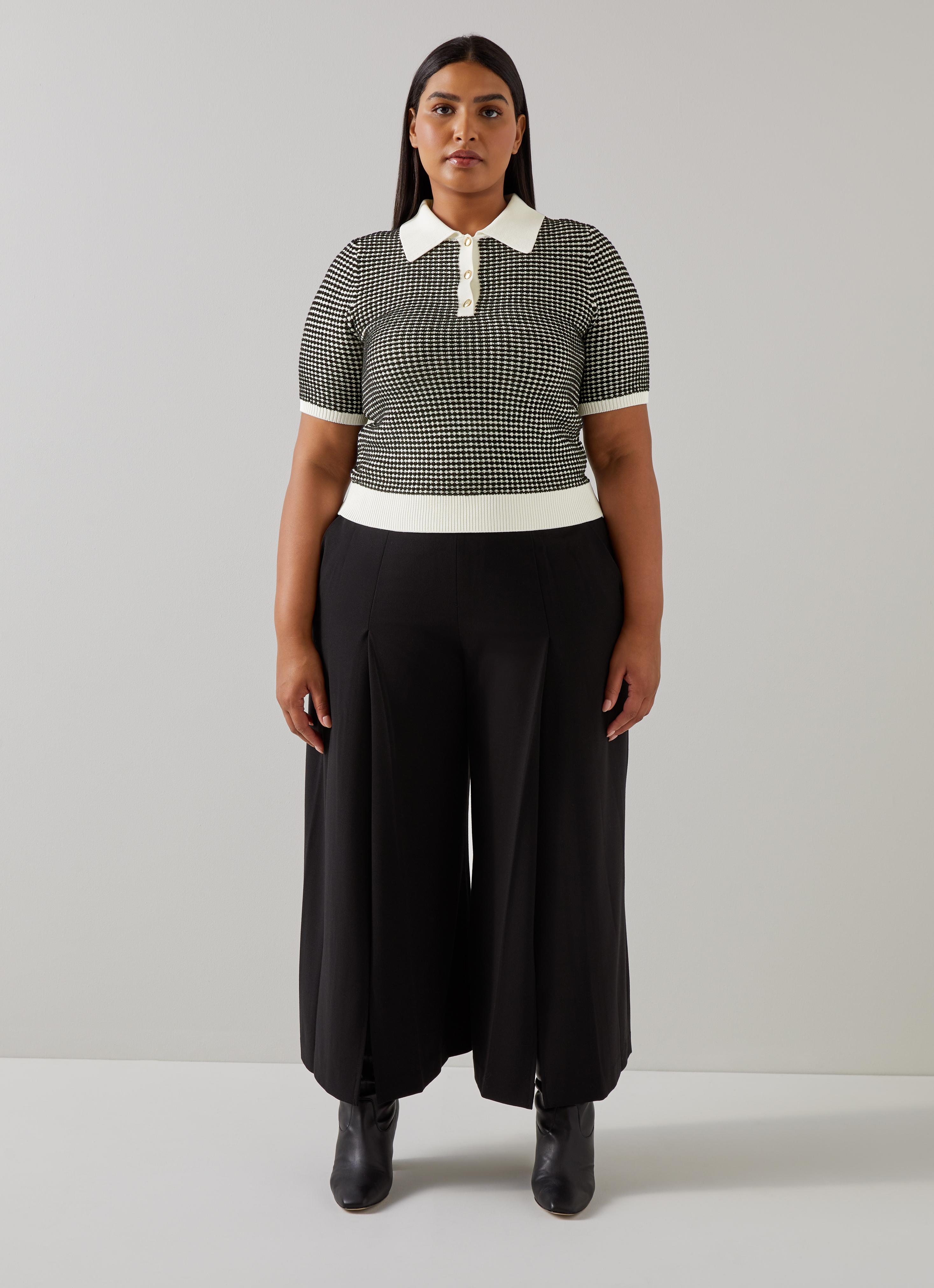 Nancy Black & Ivory Stripe & Contrast Collar Knit Top