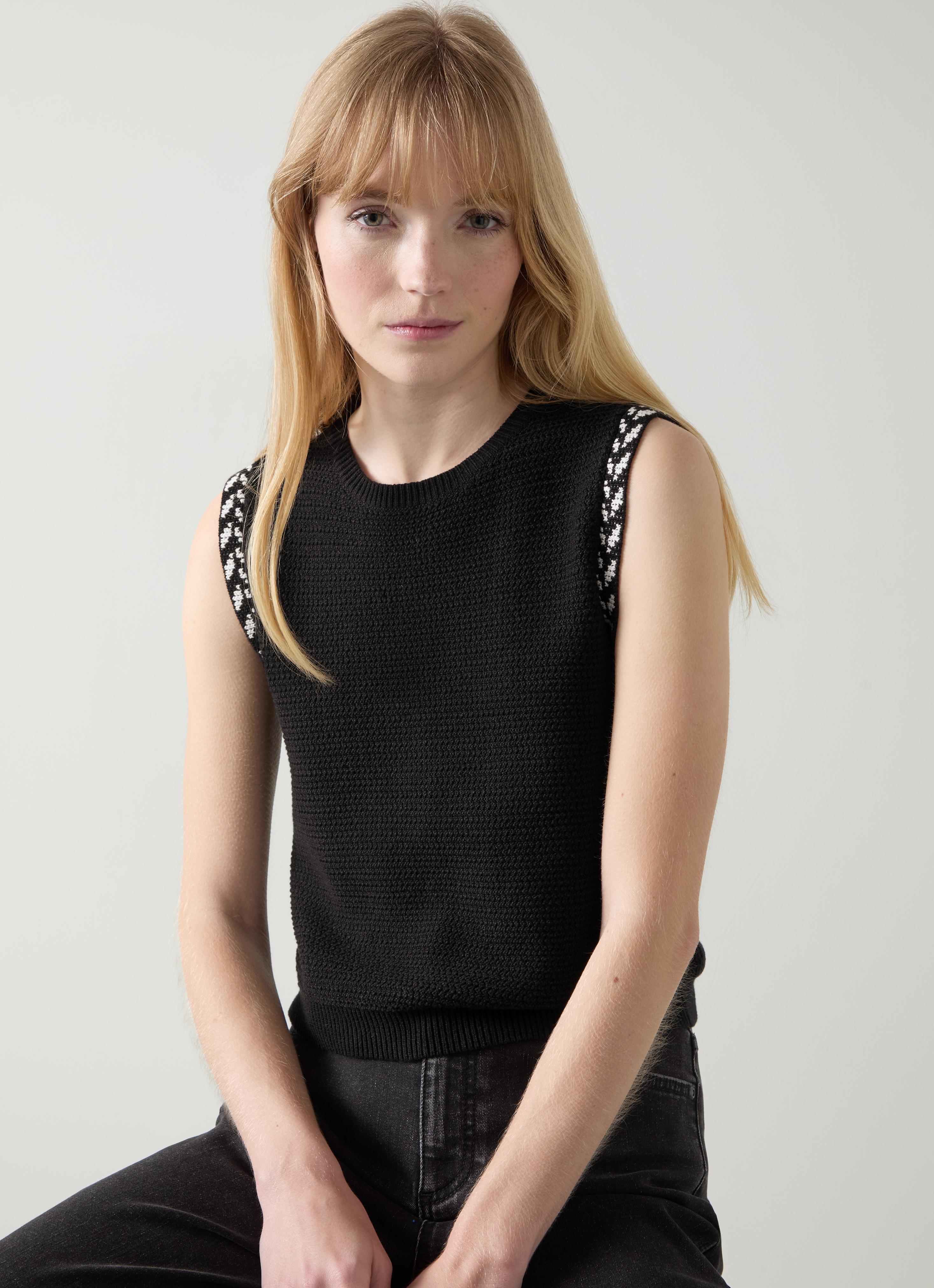 完売品　jent louis Rivet Sleeveless Top River Black & Ivory Sleeveless Tank Top