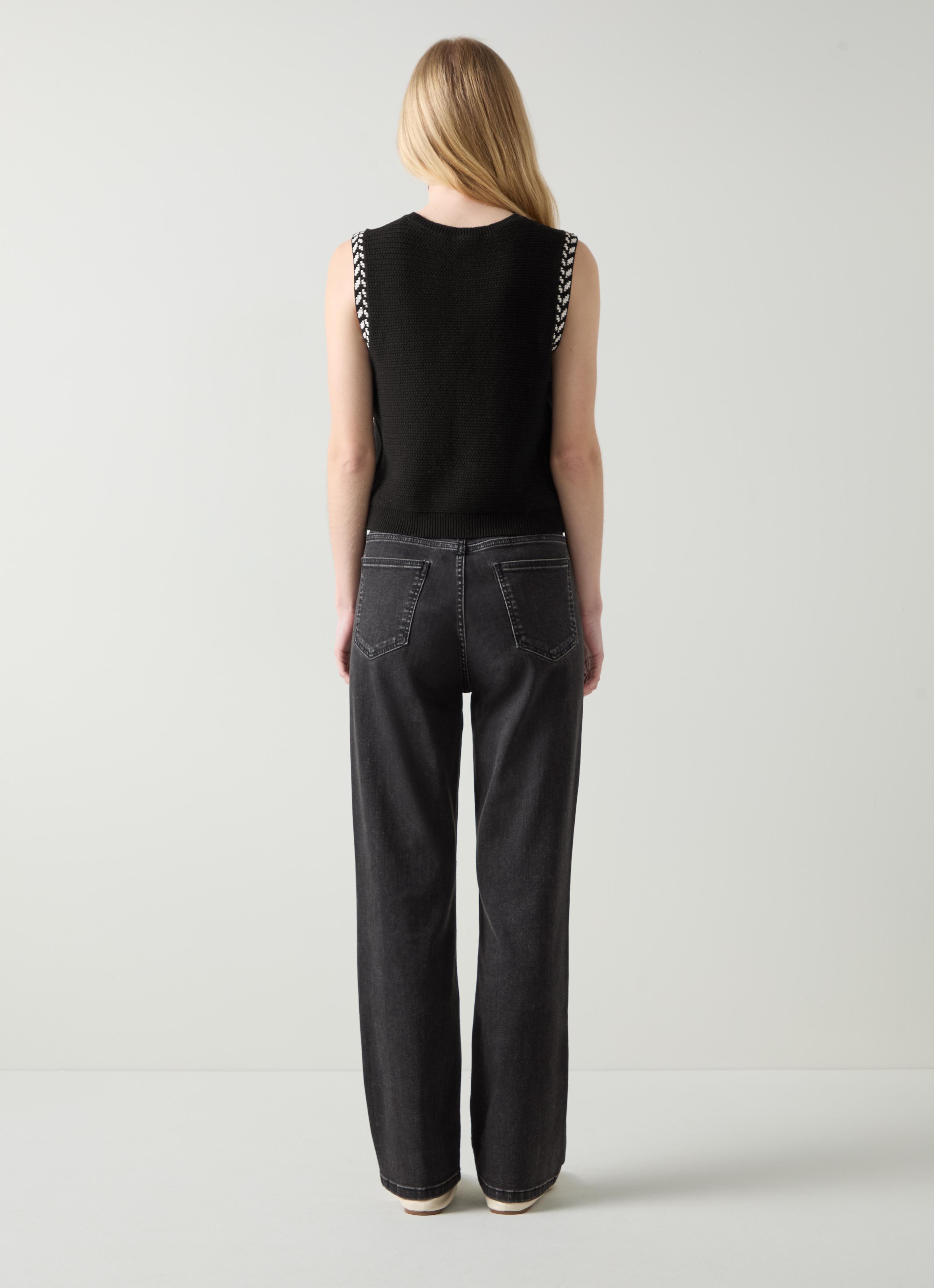 完売品　jent louis Rivet Sleeveless Top River Black & Ivory Sleeveless Tank Top