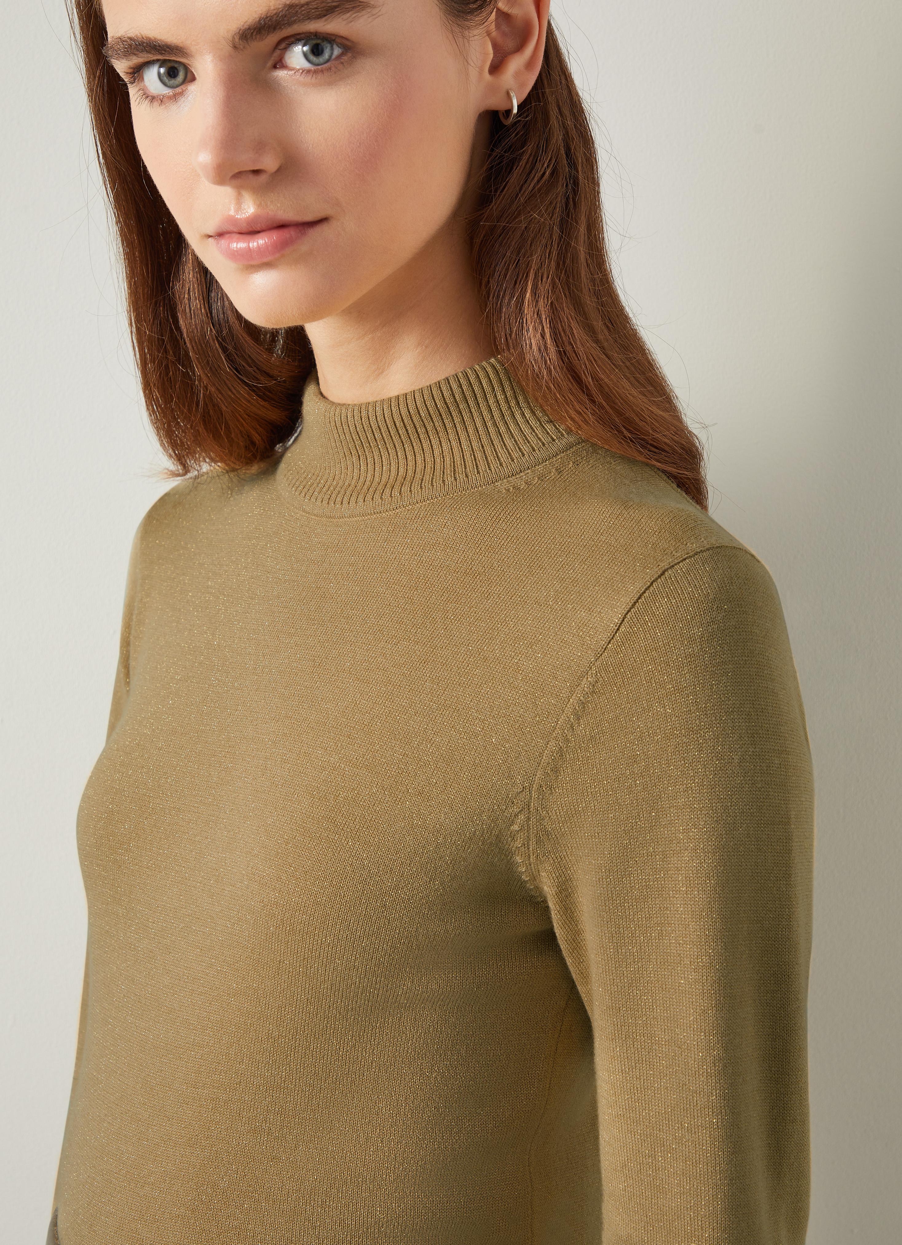 Sadie Gold Turtle Neck Metallic Knit Top Sale Collections - Main Image