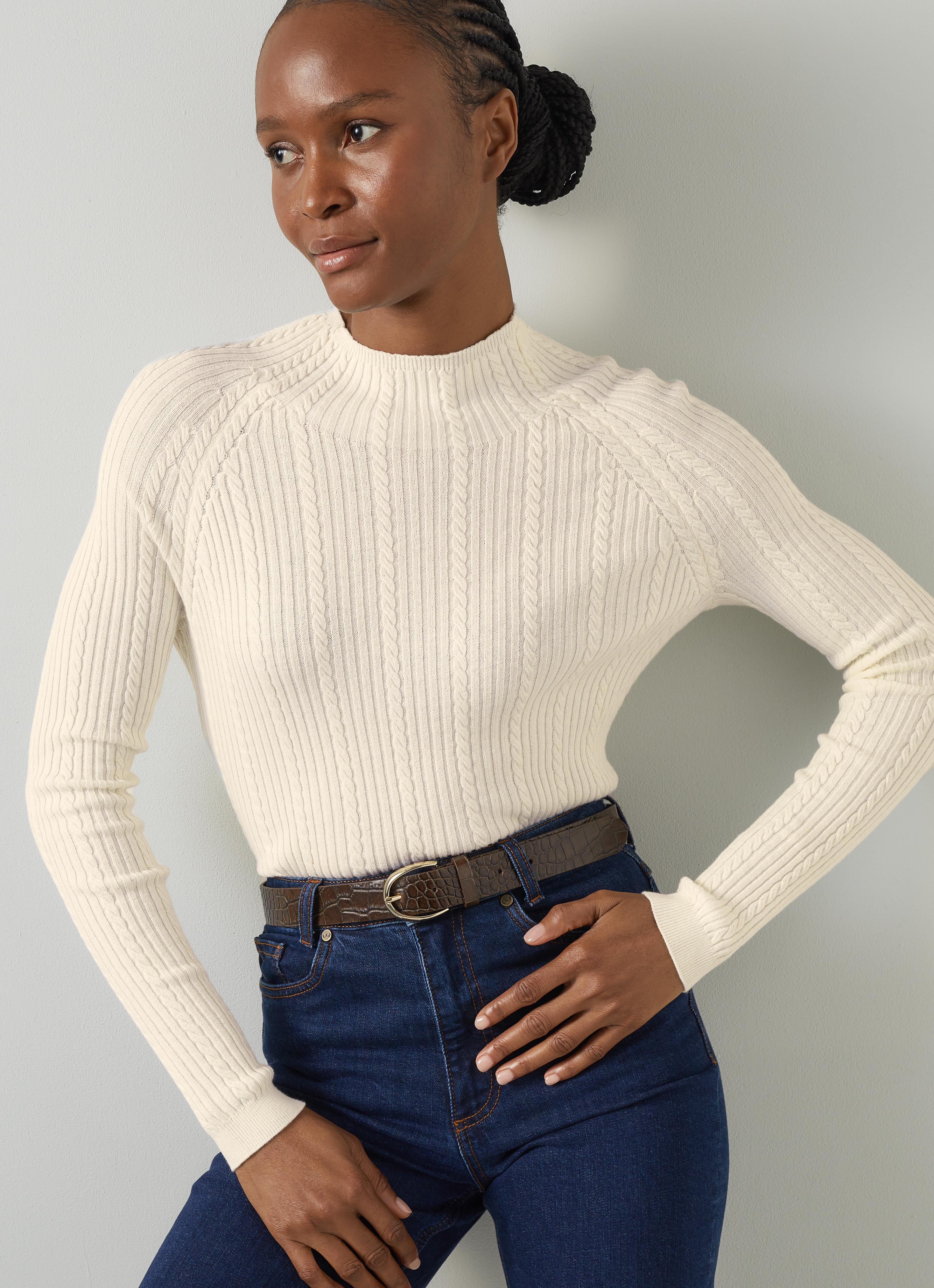 West Coconut Milk Cable Stitch Sweater | Clothing | Sale