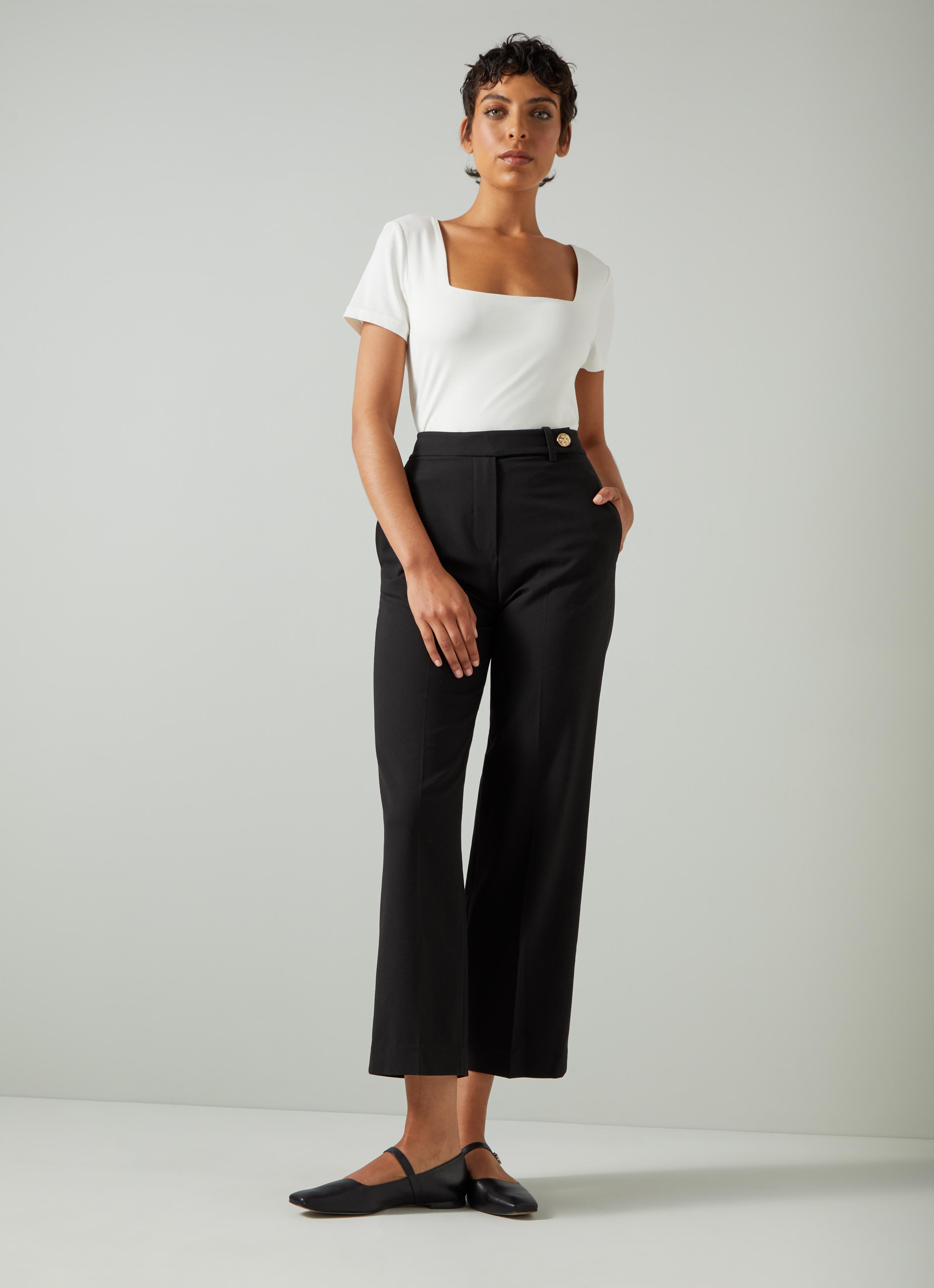 Billie Viscose Black Tailored Crop Wide Trouser