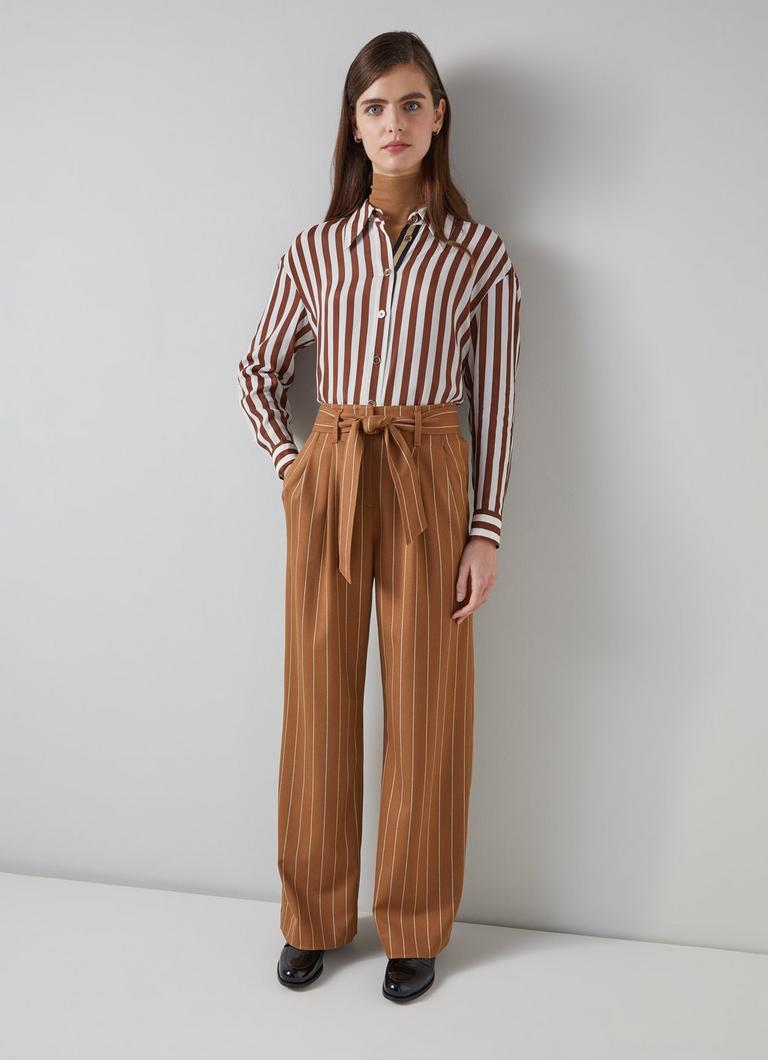 Ellis Cognac Multi Stripe Fluid Trouser