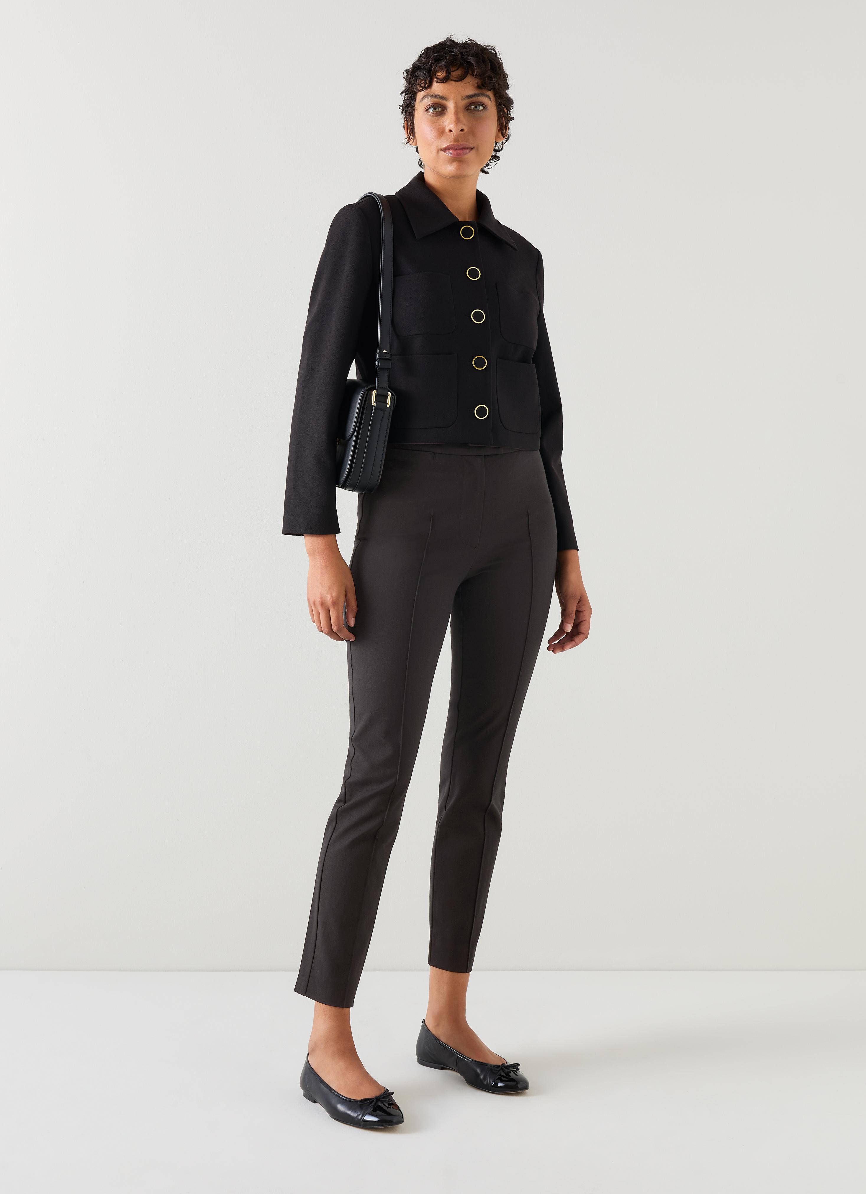 Esen Black Stretch Slim Square Pocket Trousers