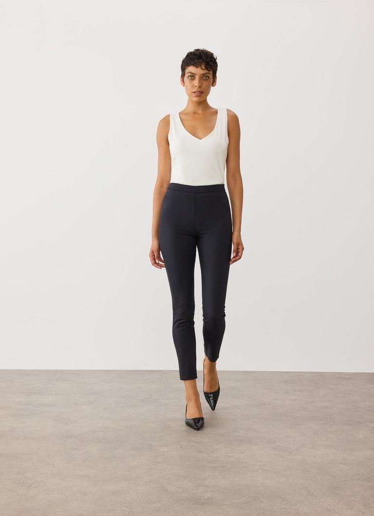 Evan Black Crepe Slim-Cut Trousers