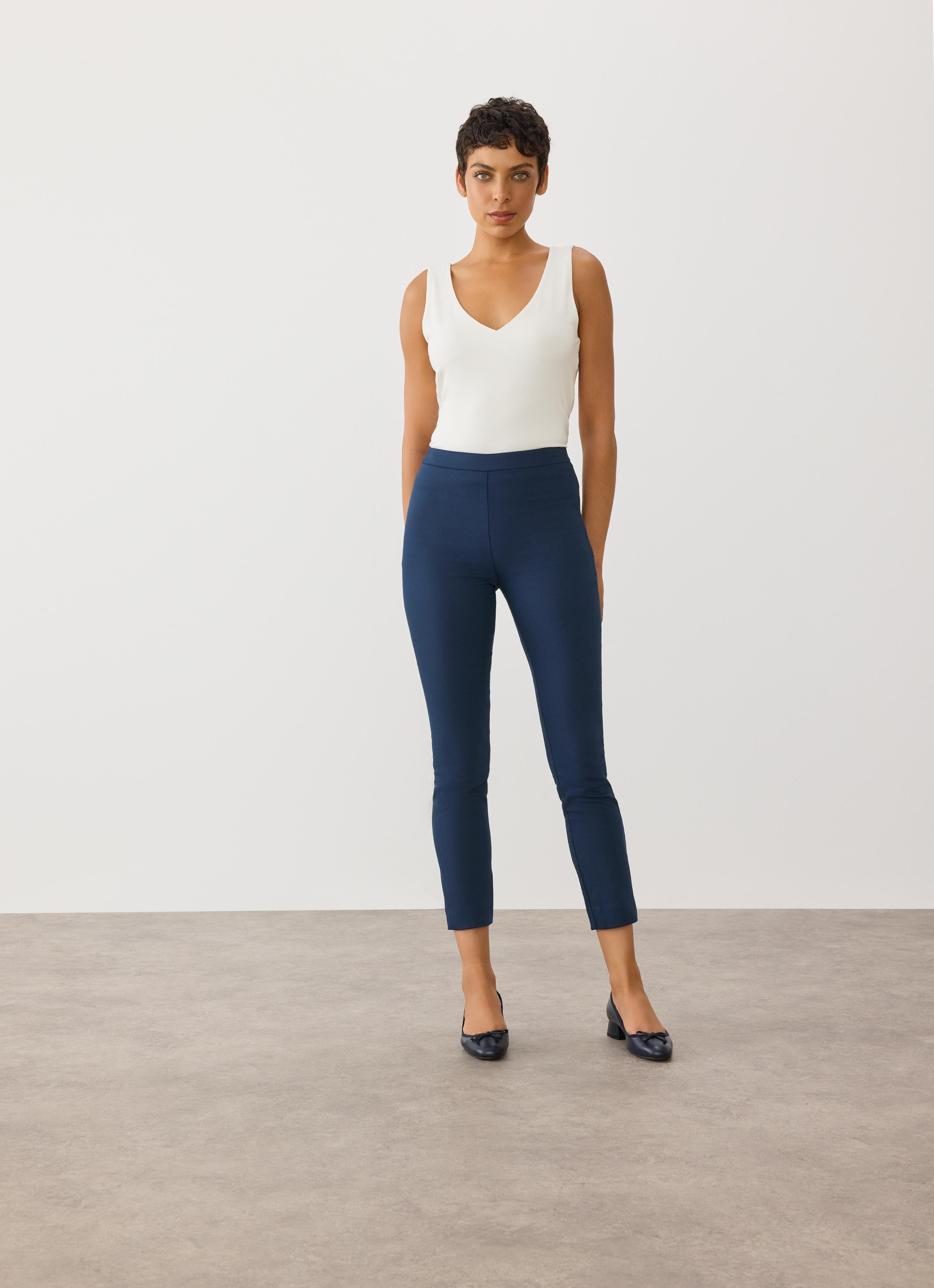 Evan Navy Crepe Slim-Cut Trousers