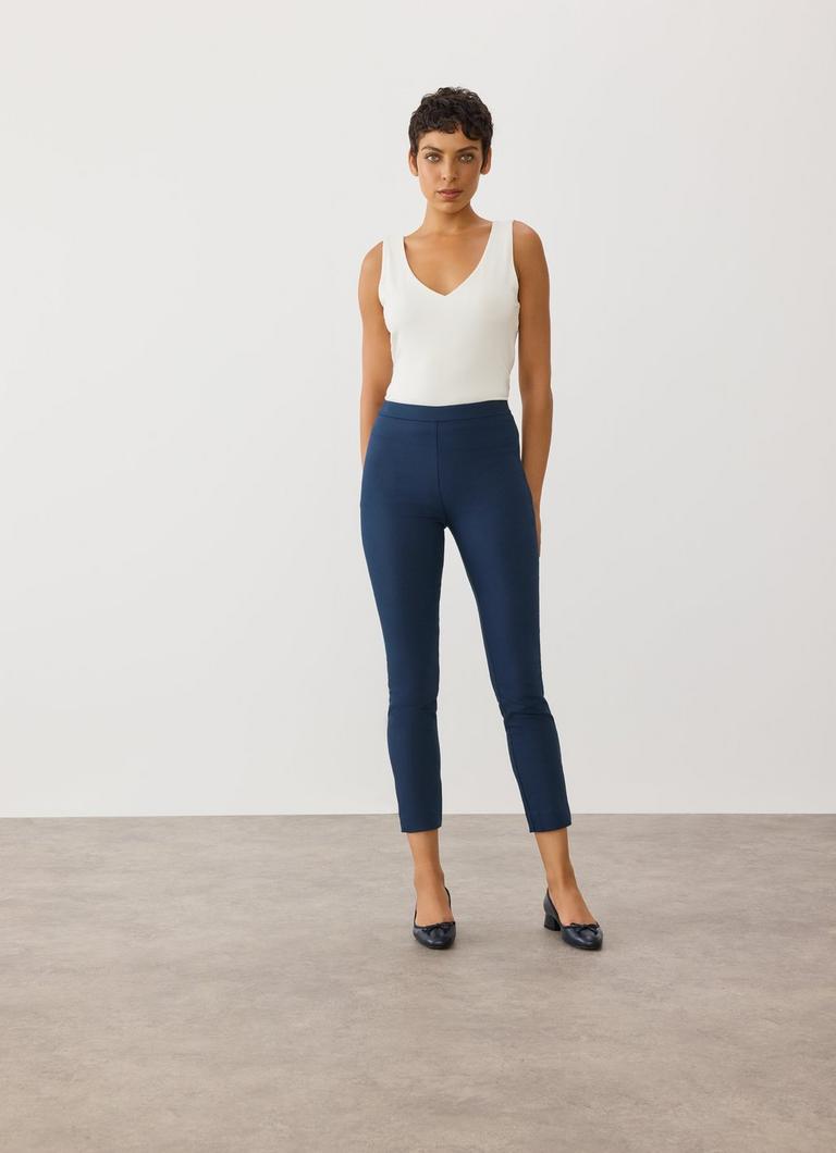 Evan Navy Crepe Slim-Cut Trousers