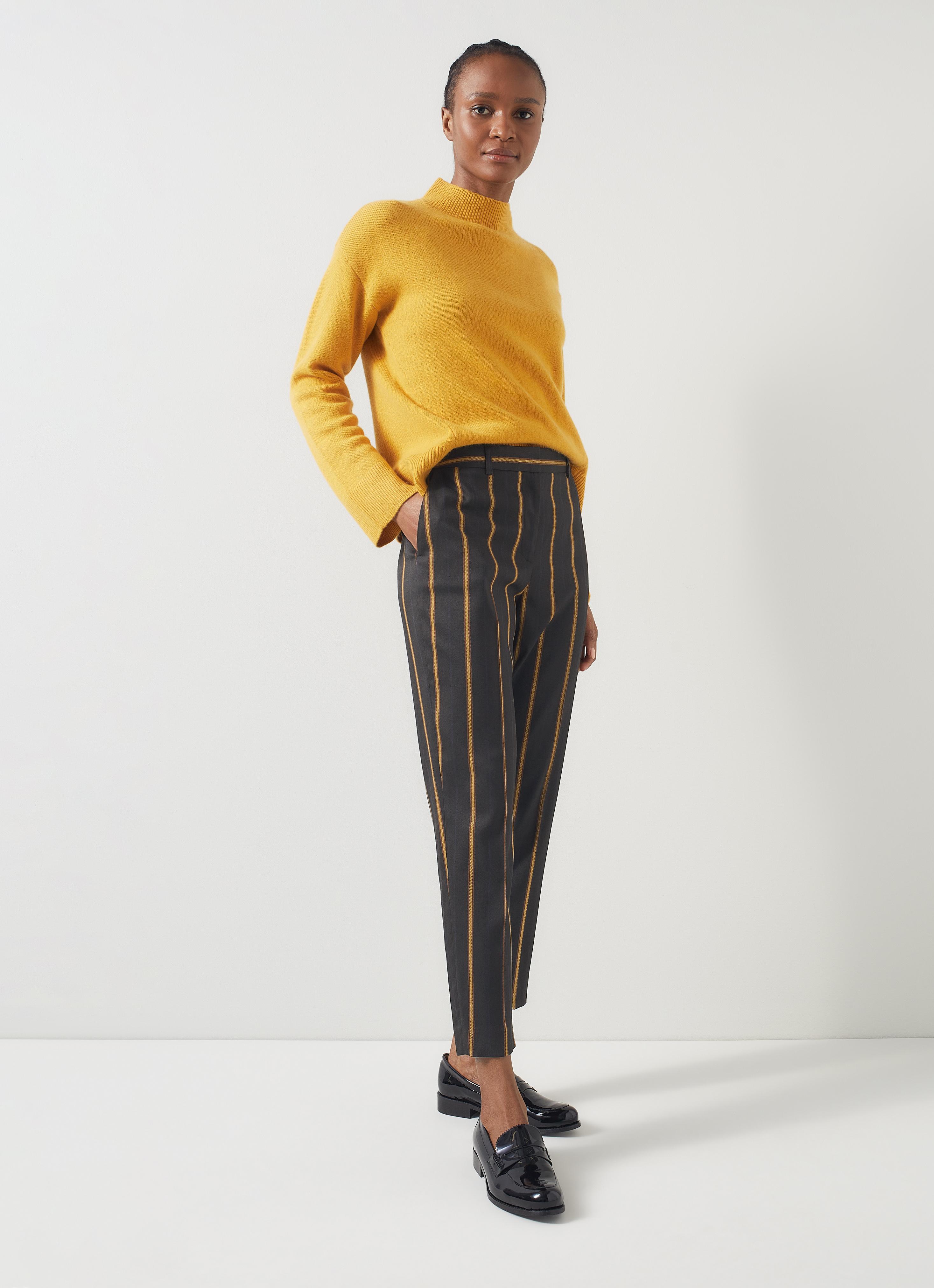 Dress Pants Black And Yellow Striped Trousers Jemima Black Conker
