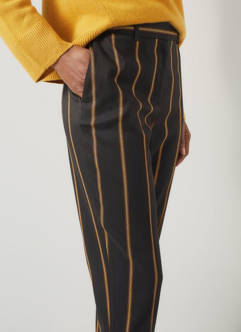 Jemima Black Conker Stripe Trouser Trousers Clothing Collections L.K.Bennett London