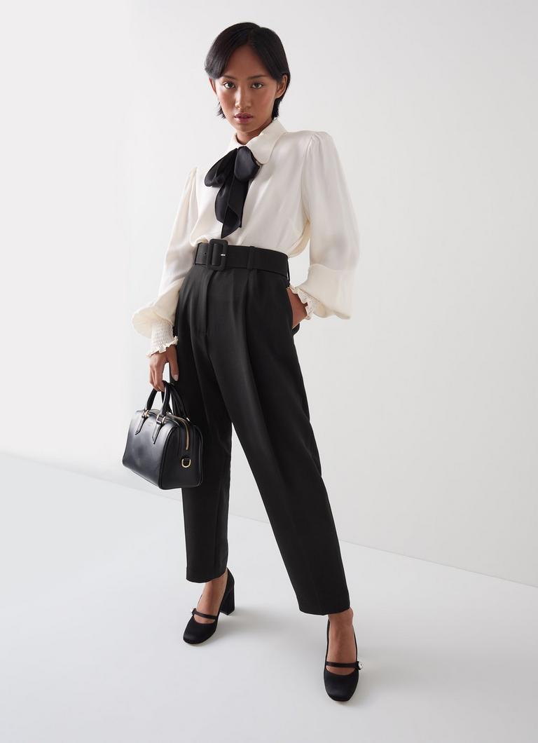 Tabitha Petite Black Belted Crepe Trouser