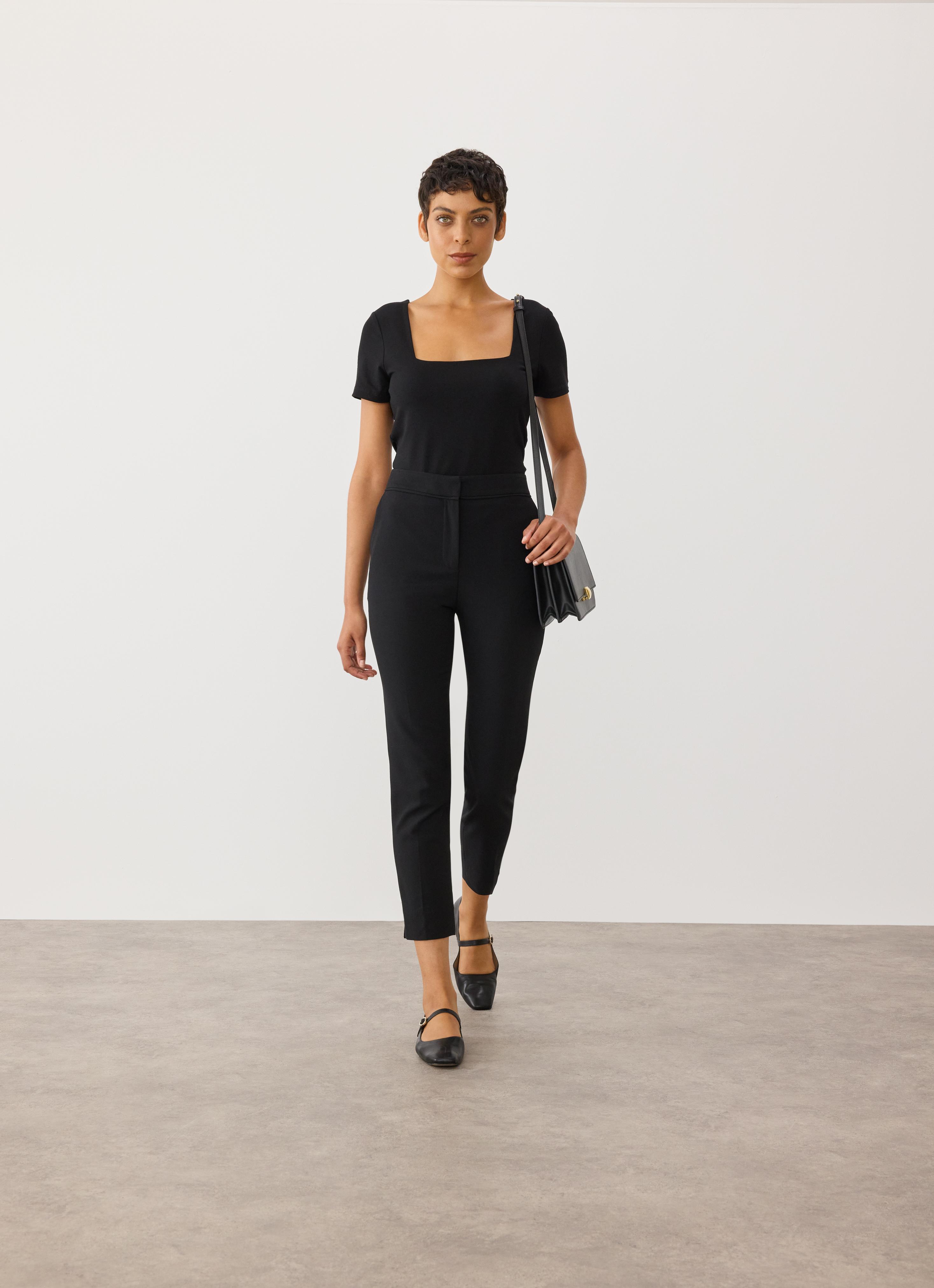 Wiley Black Crepe Slim-Cut Trousers