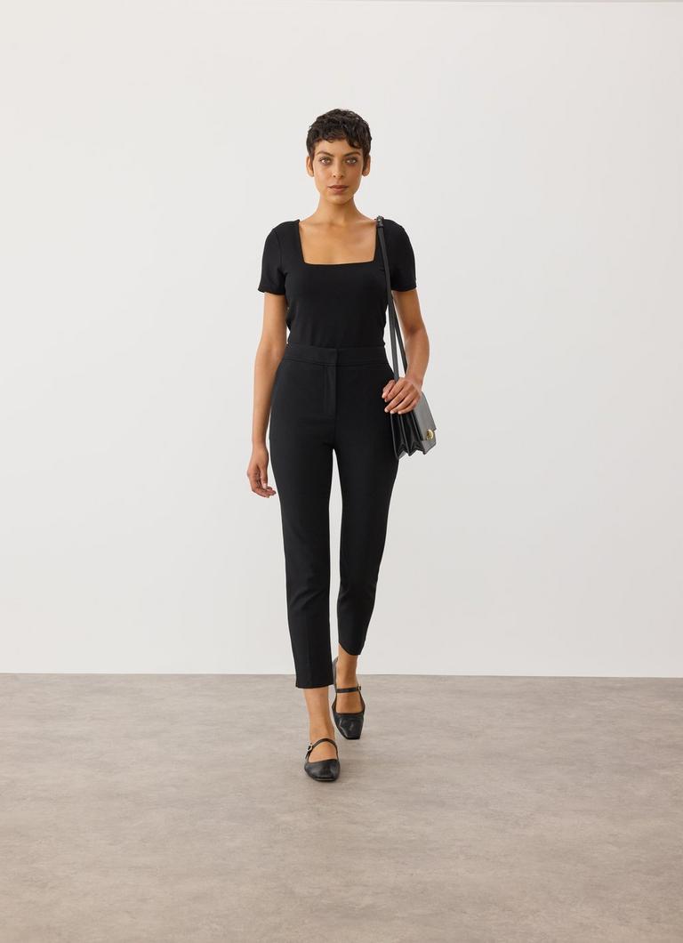 Wiley Black Crepe Slim-Cut Trousers