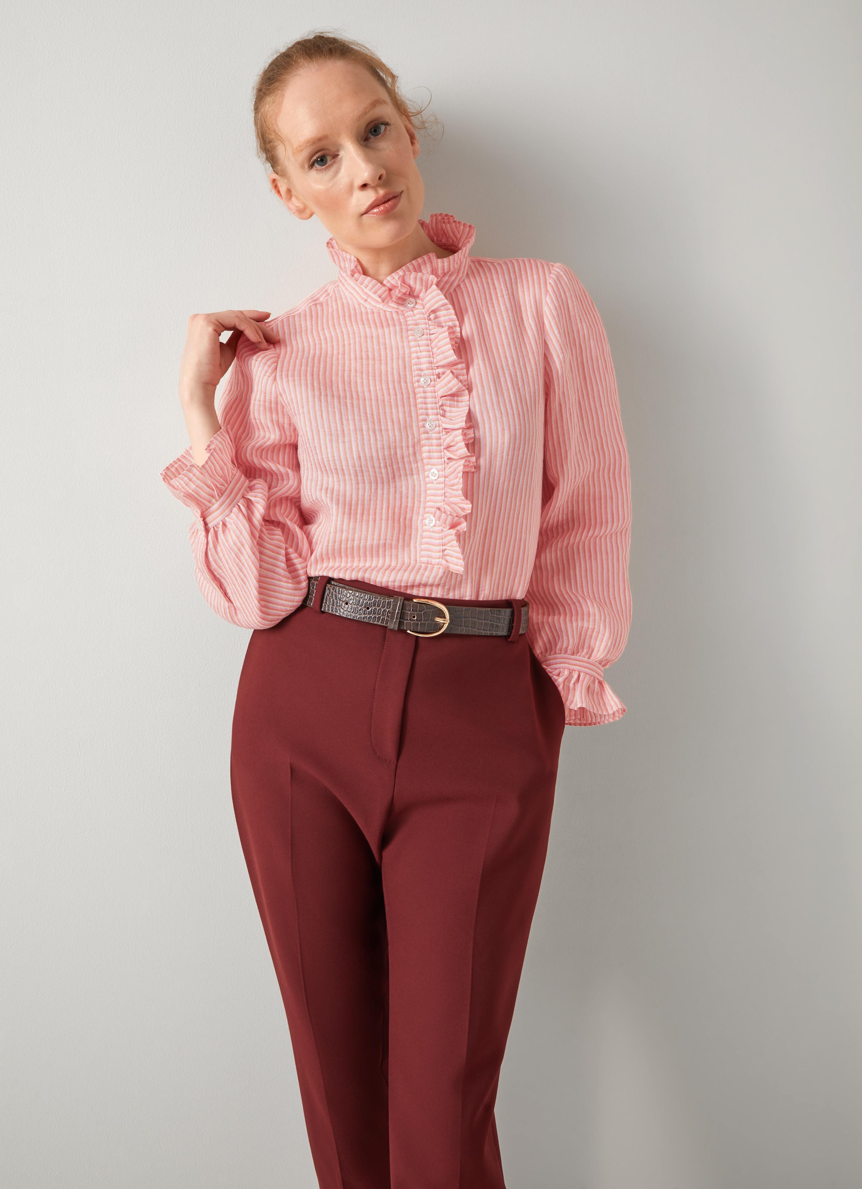 Camille Pink & Camel Stripe Blouse