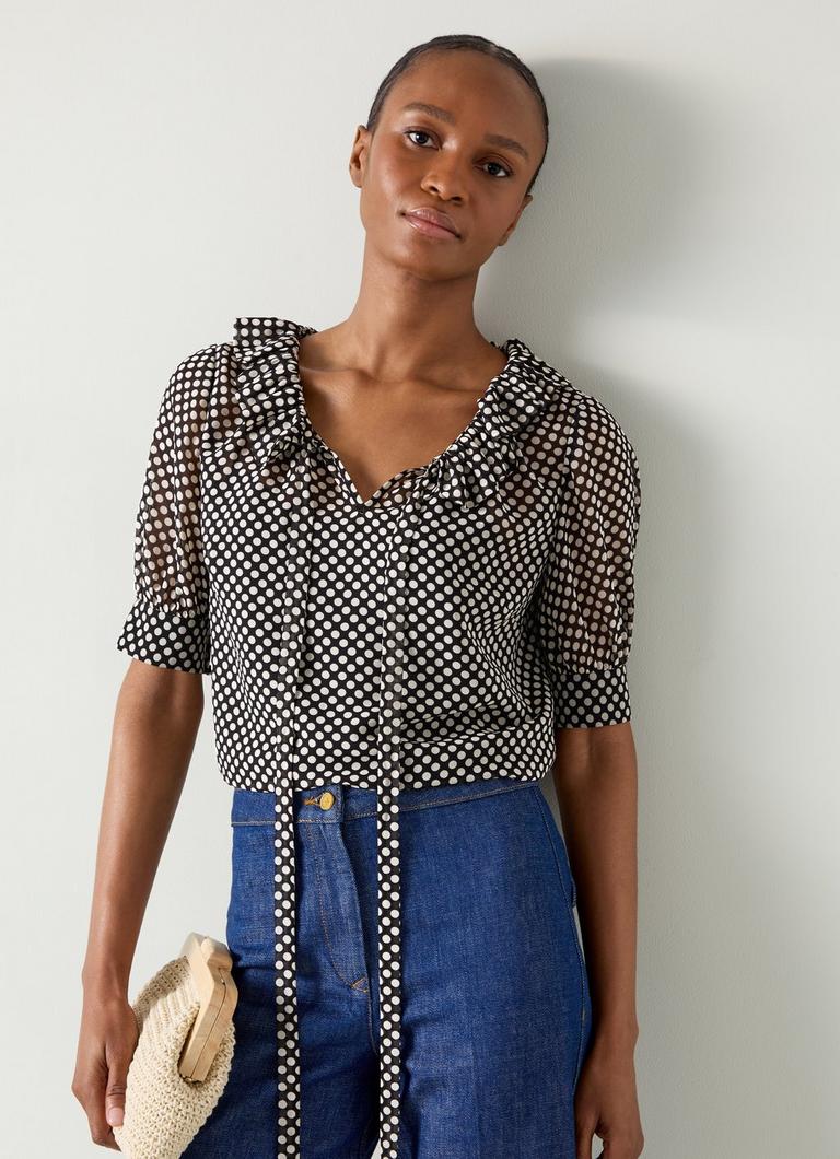 Coco Black And Ecru Polka Dot Blouse Tops Clothing Collections L.K.Bennett London