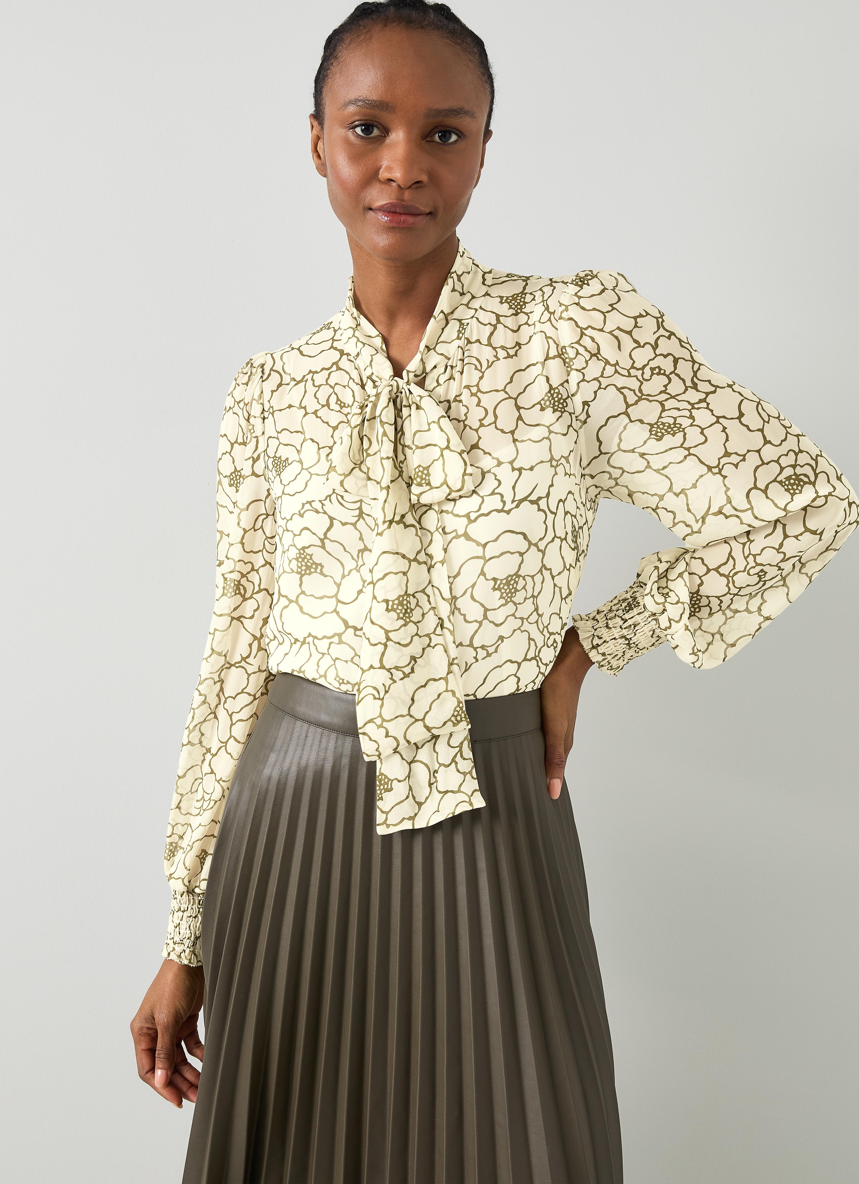 Penny Birch & Olive Peony Print Blouse