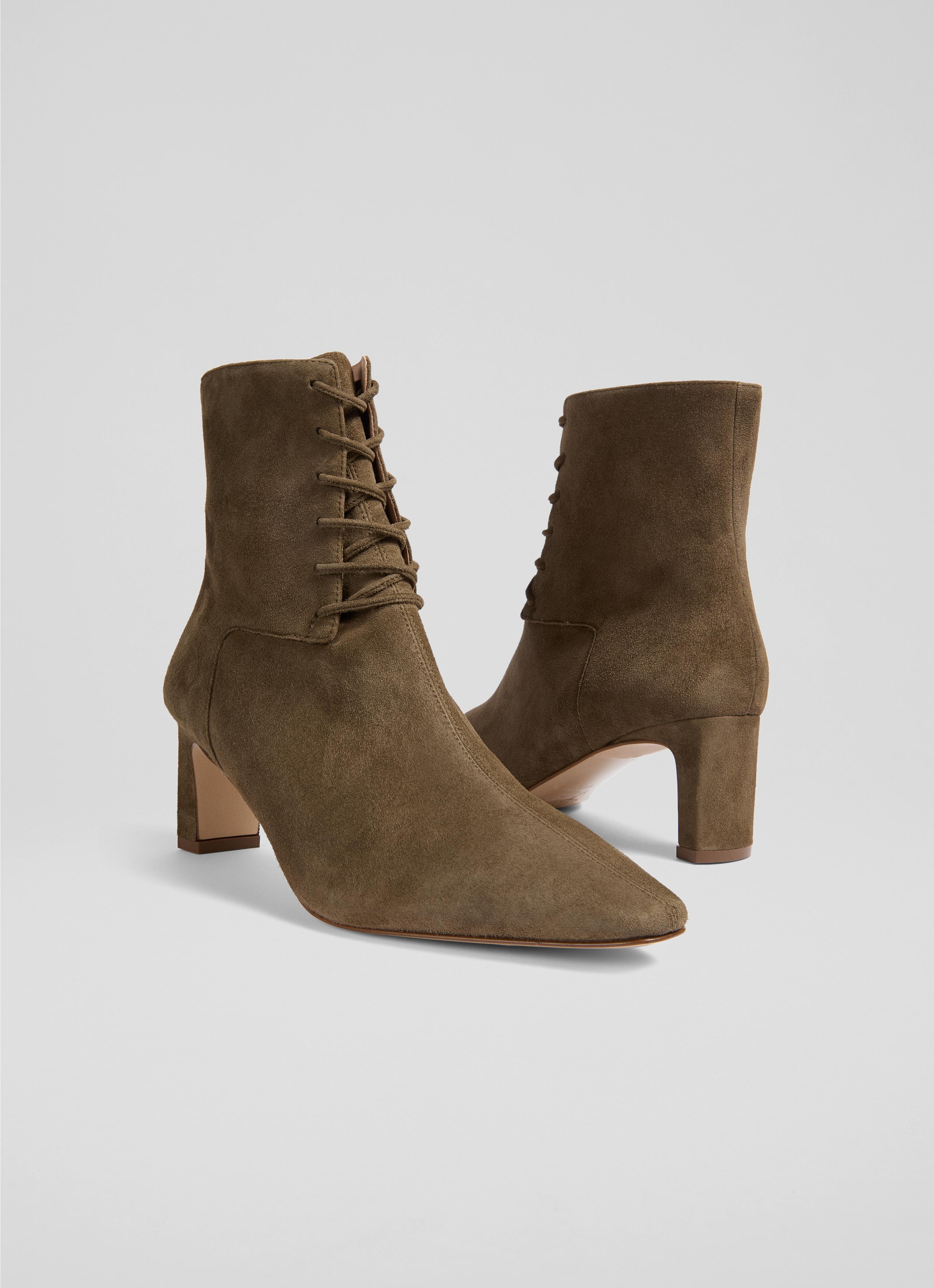 Betty Suede Chocolate Brown Lace Up Ankle Boots