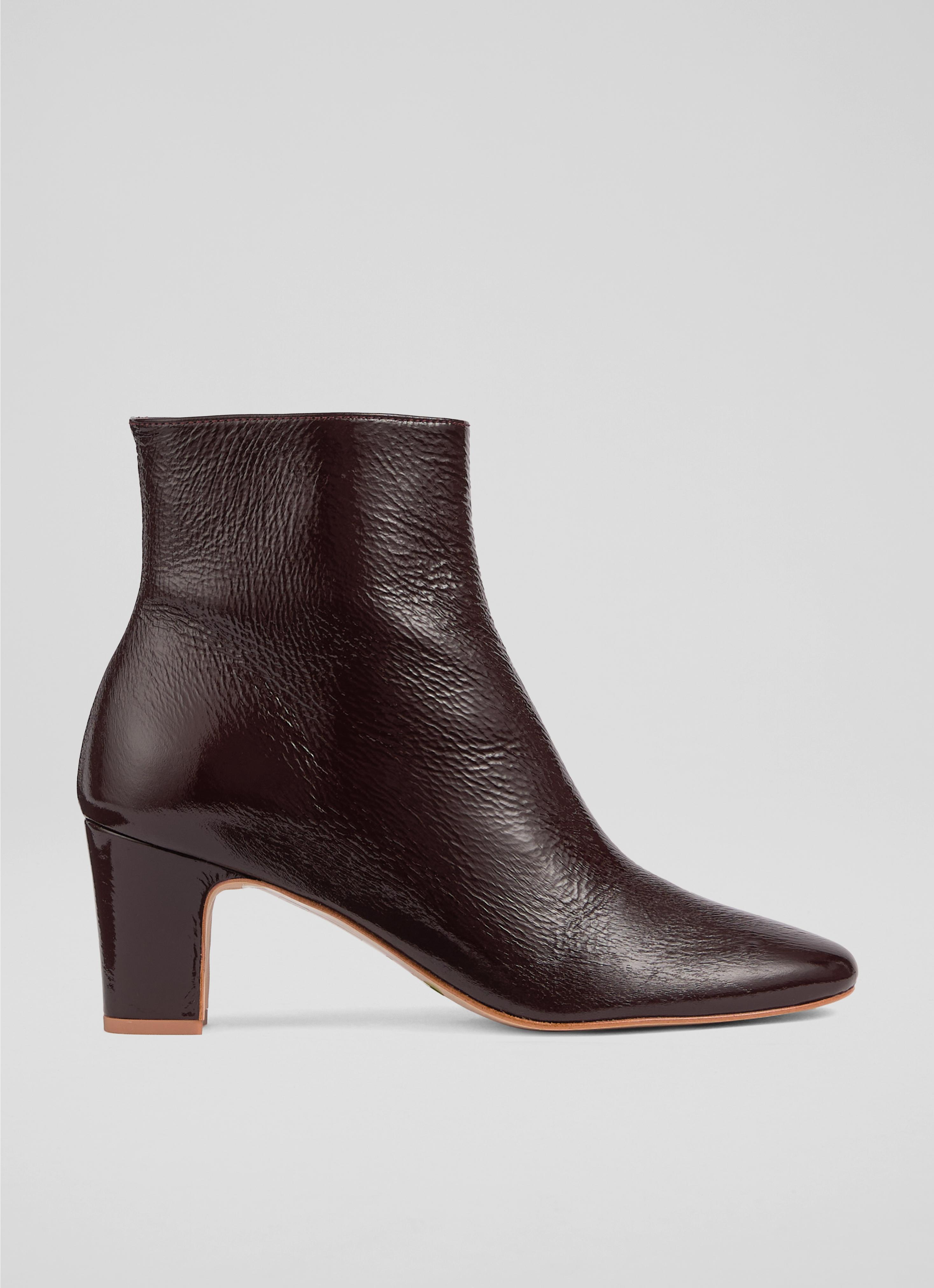 Conway Burgundy Patent Ankle Boots