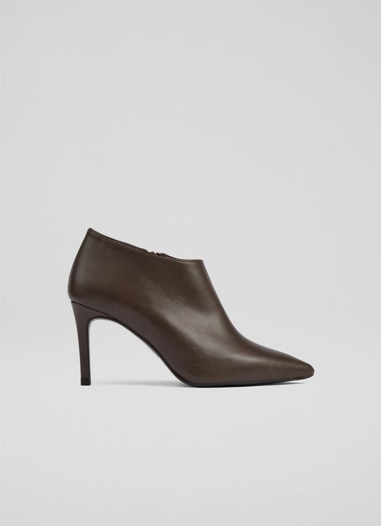 Elle Brown Leather Ankle Boots