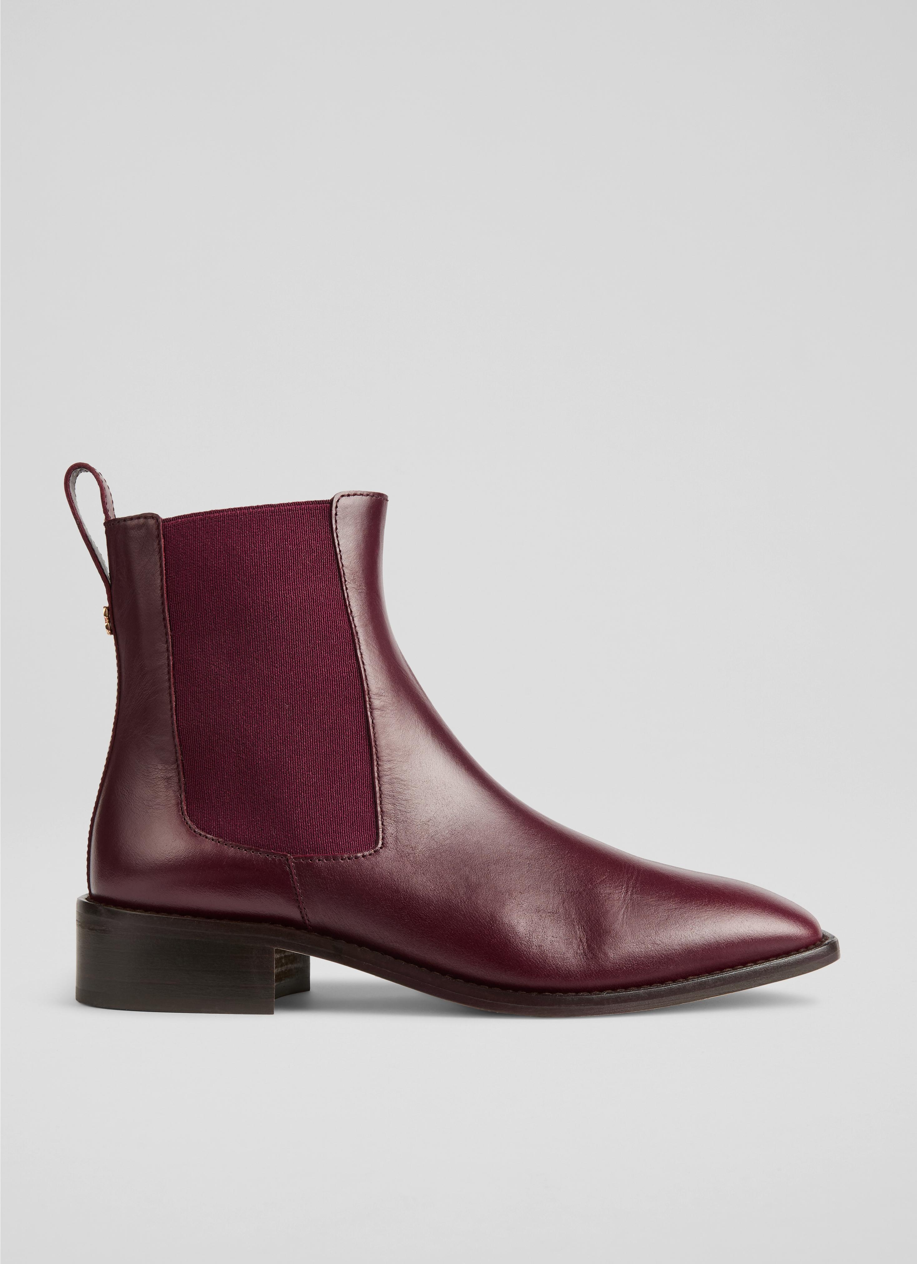 Hattie Leather Burgundy Ankle Boots