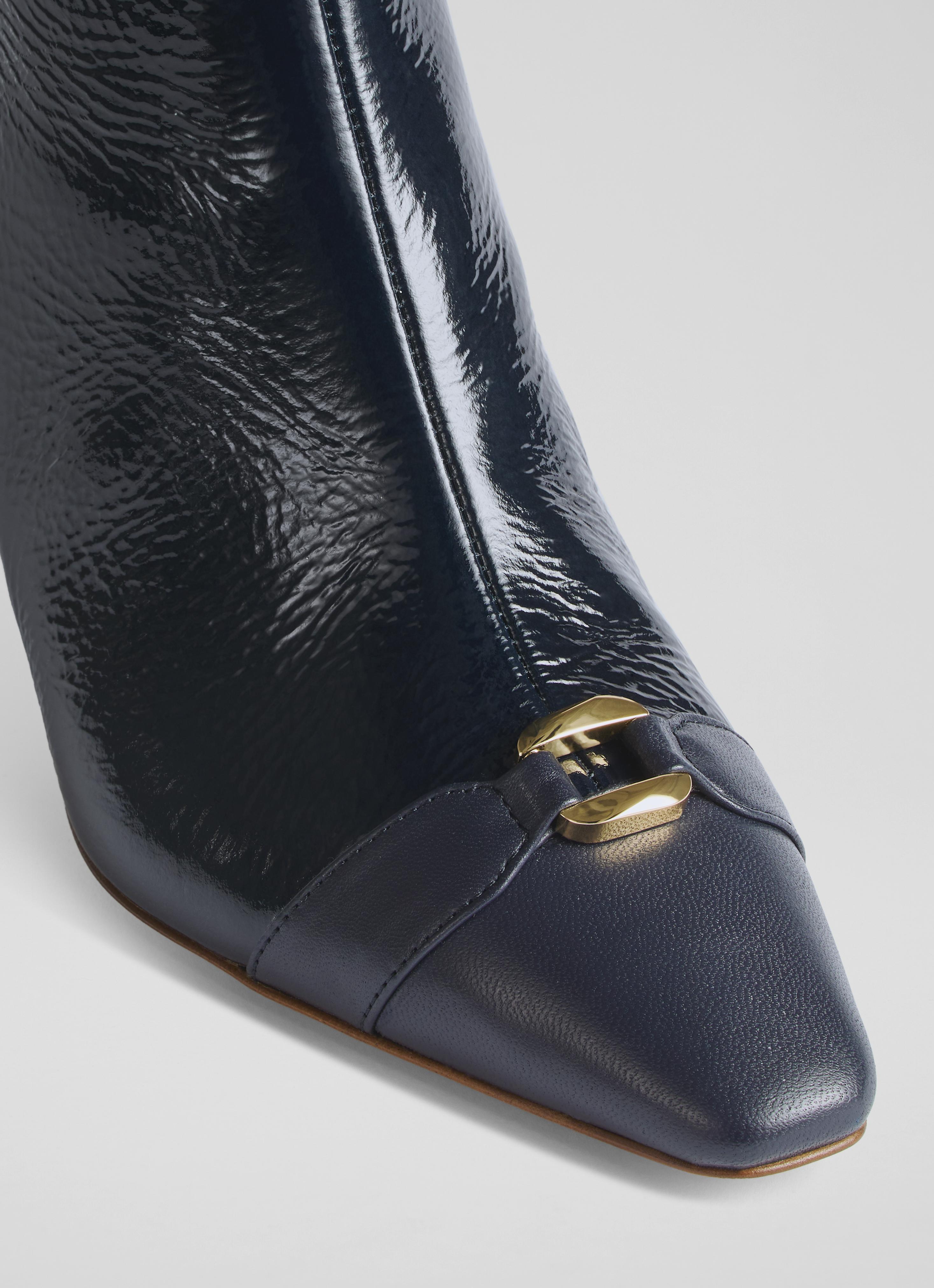 Hylda Blue Patent Leather Ankle Boots Shoes Collections