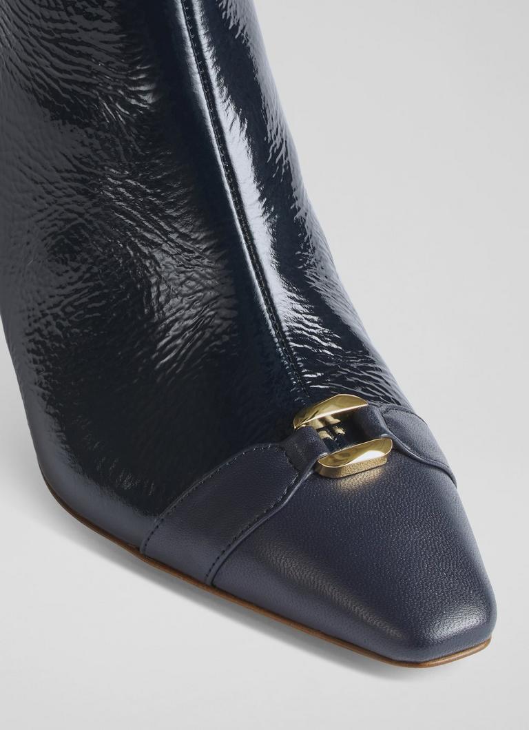 Hylda Blue Patent Leather Ankle Boots Shoes Collections