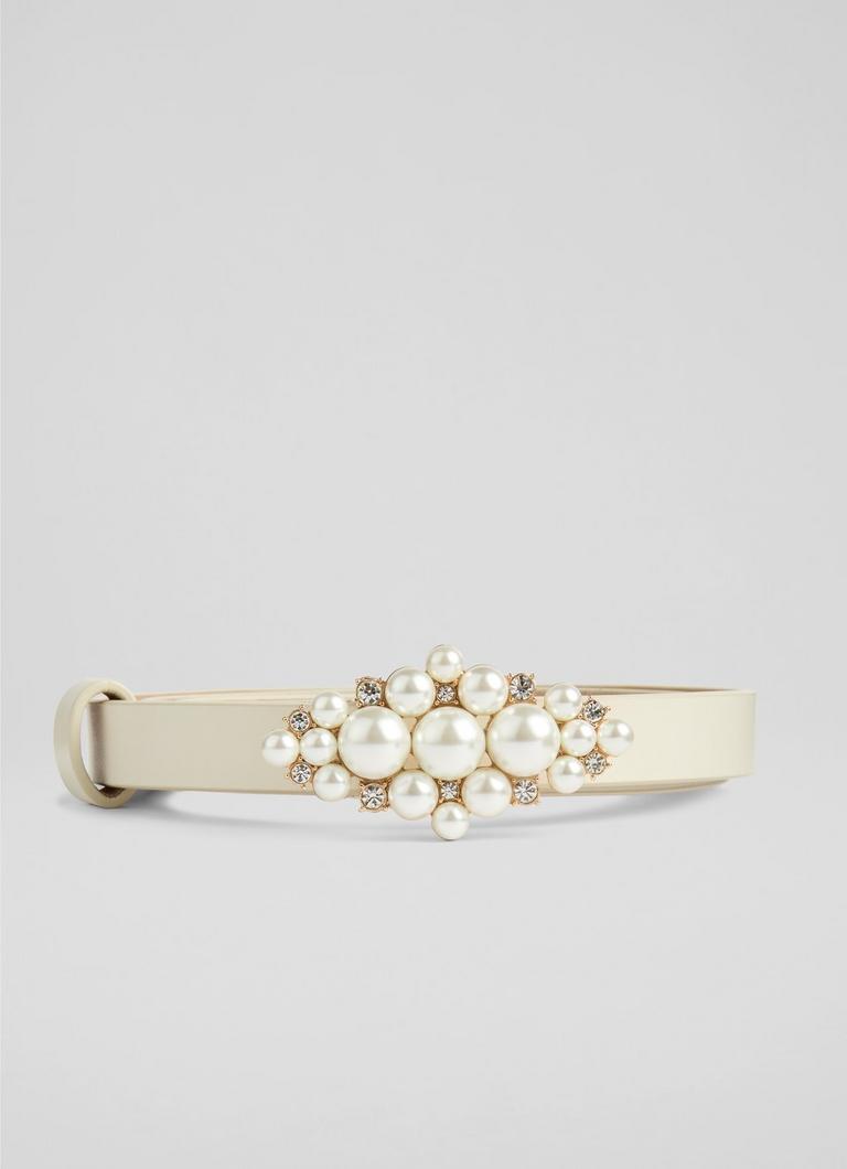 Alliana Pearl Cream Crystal Belt