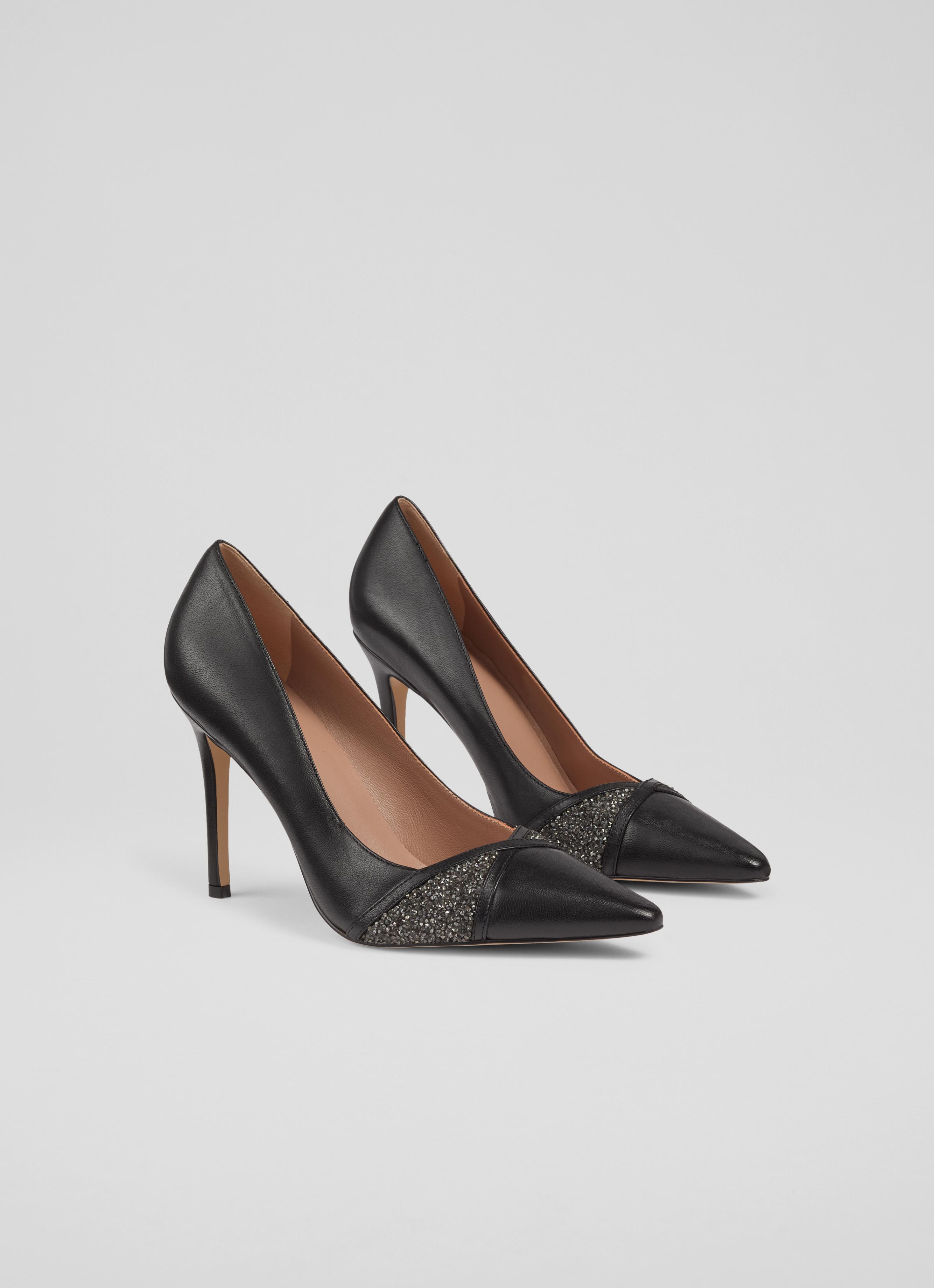 Astra Black Leather Court Shoes Shoes Collections