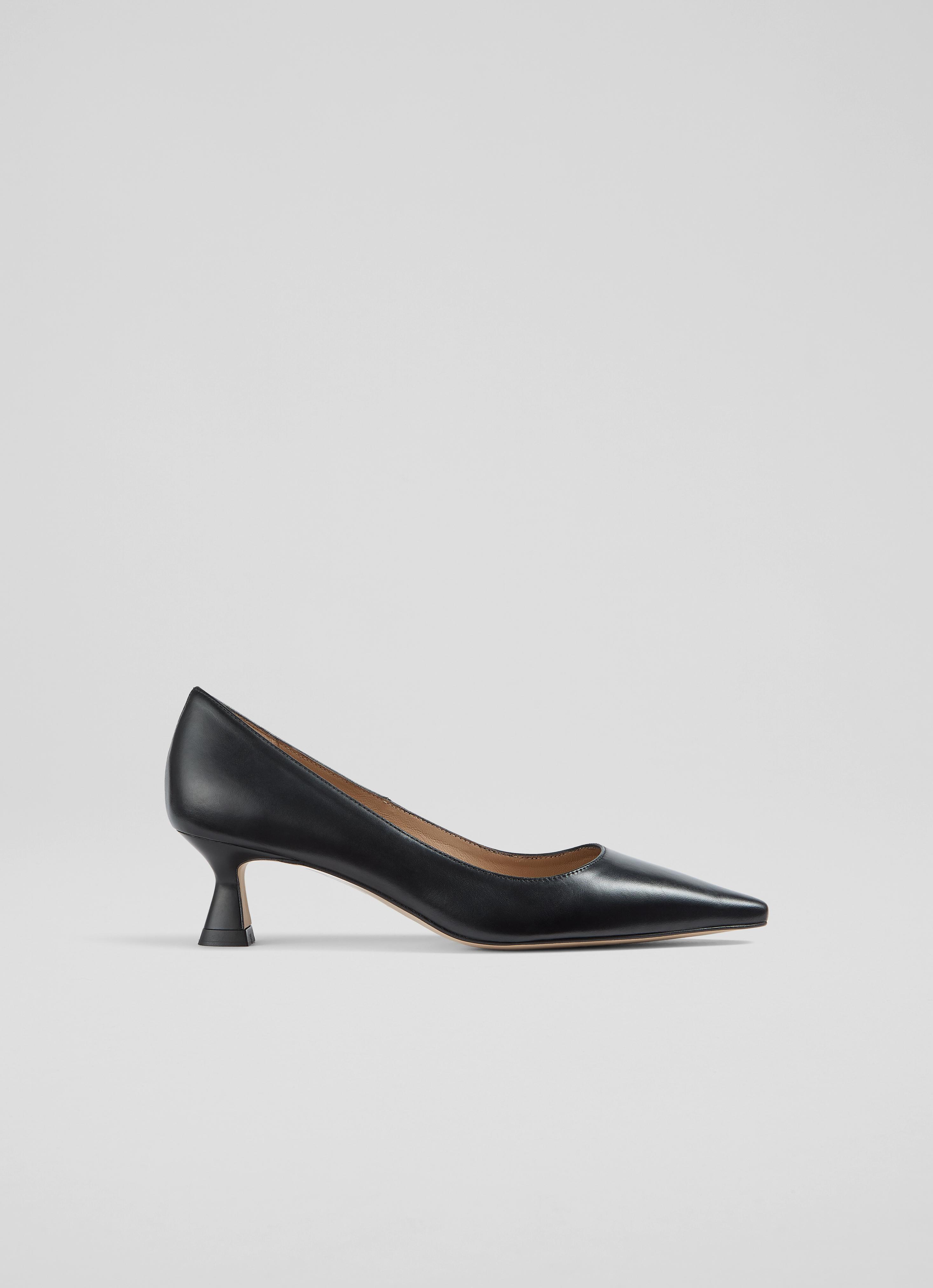 Avalina Black Nappa Leather  Heel Courts
