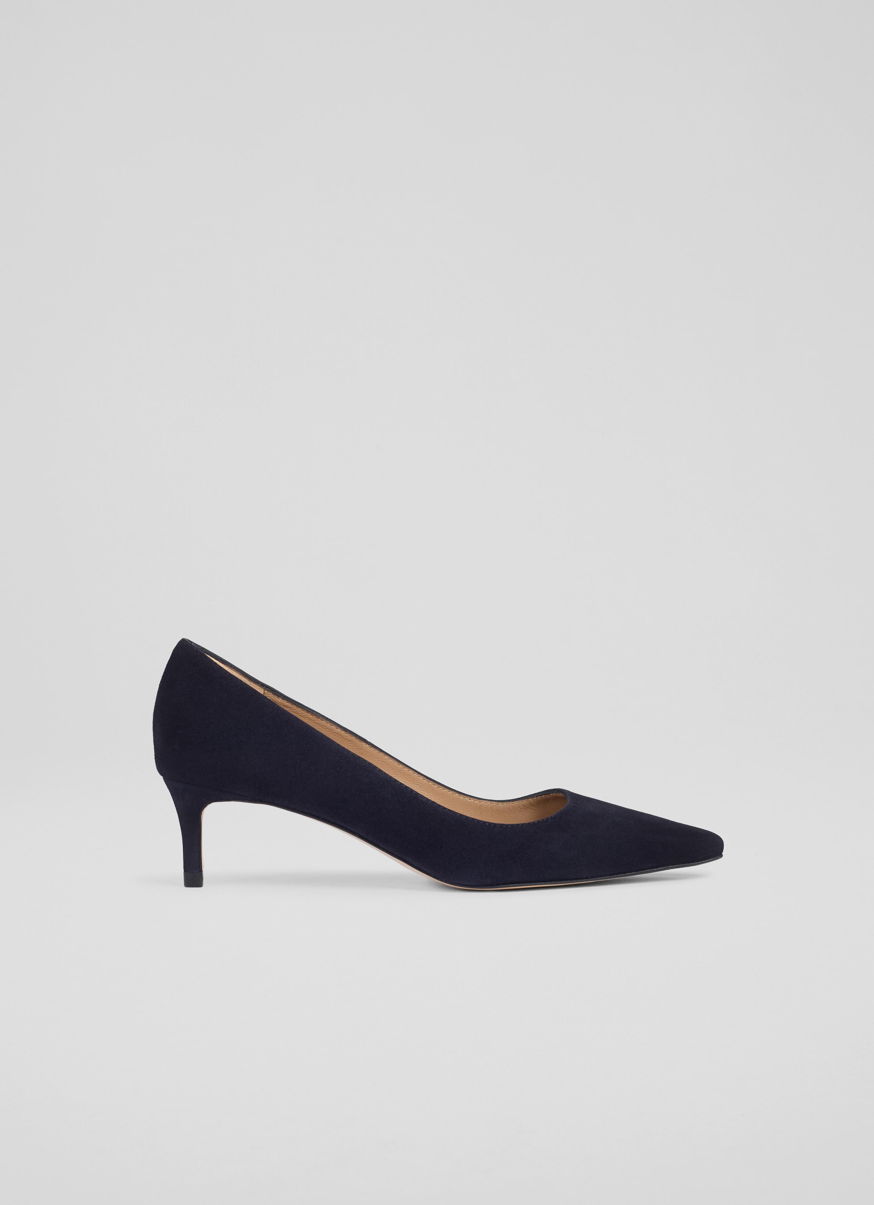 New Ava Navy Suede Kitten Heel Courts