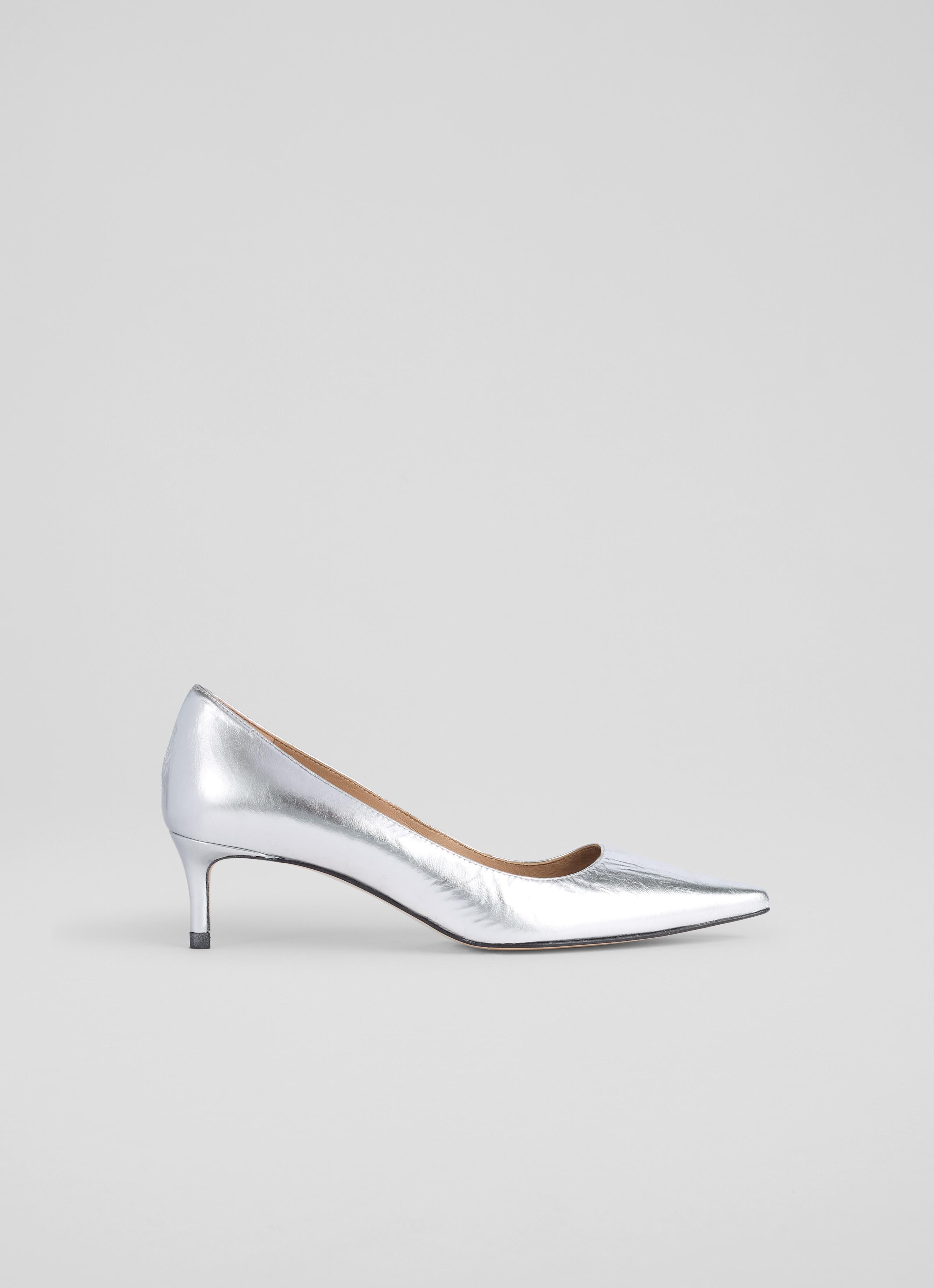 New Ava Metallic Leather Low Heel Courts