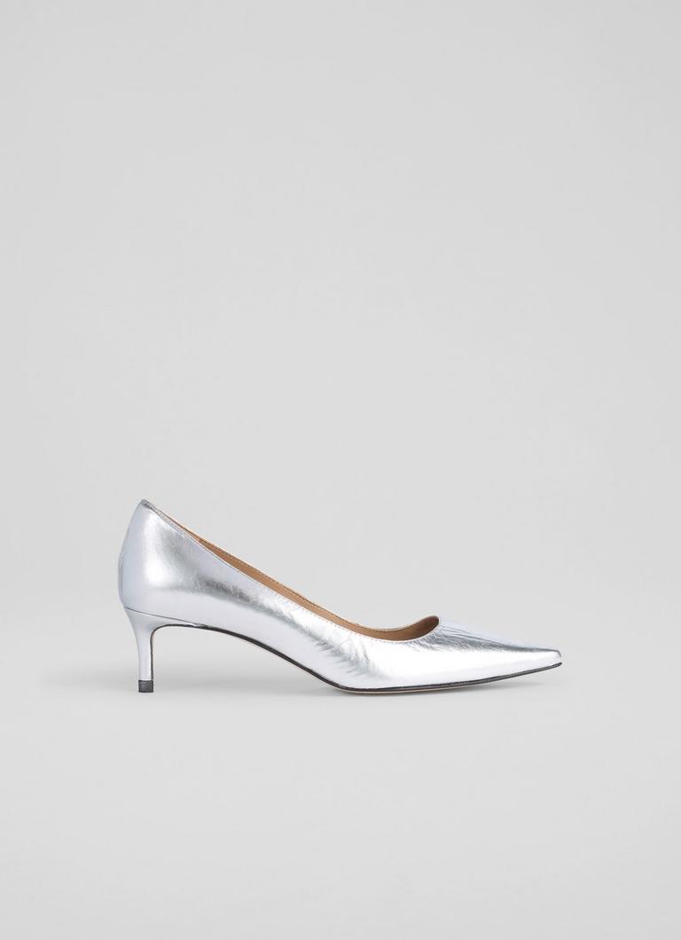 New Ava Metallic Leather Low Heel Courts