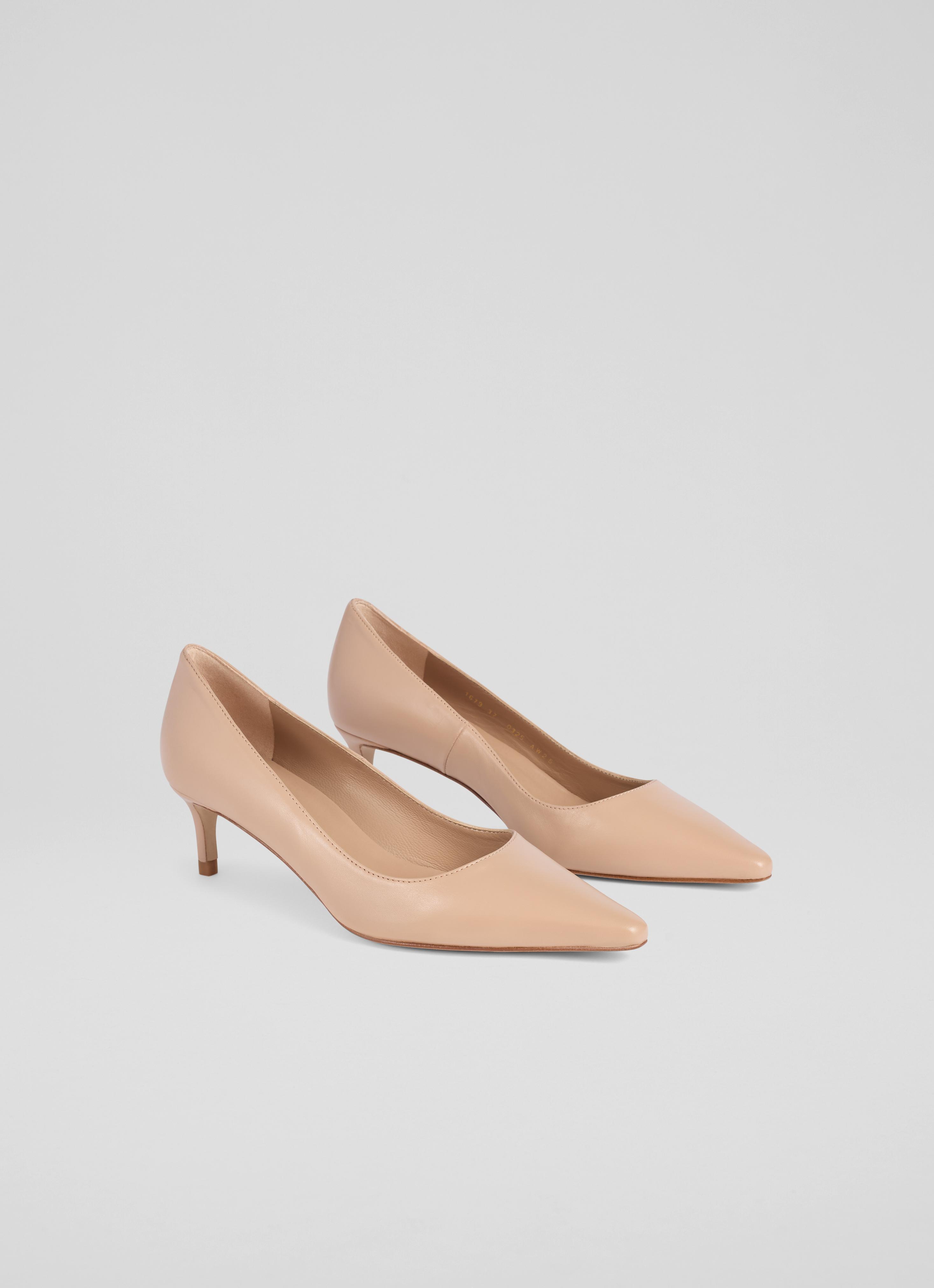 New Ava Trench Leather Pointed Kitten Heel Court