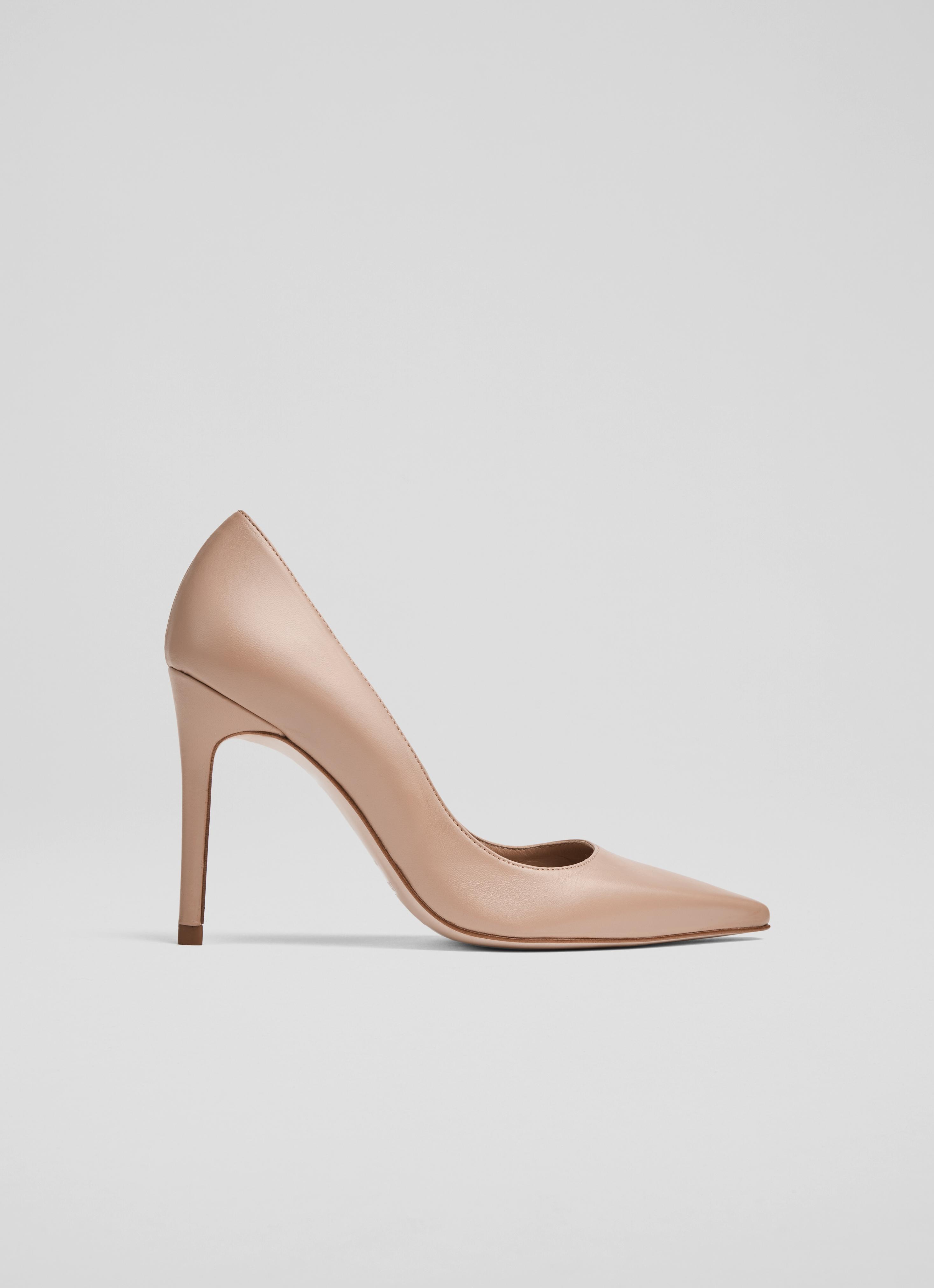 New Fern Beige Leather Pointed Toe Courts