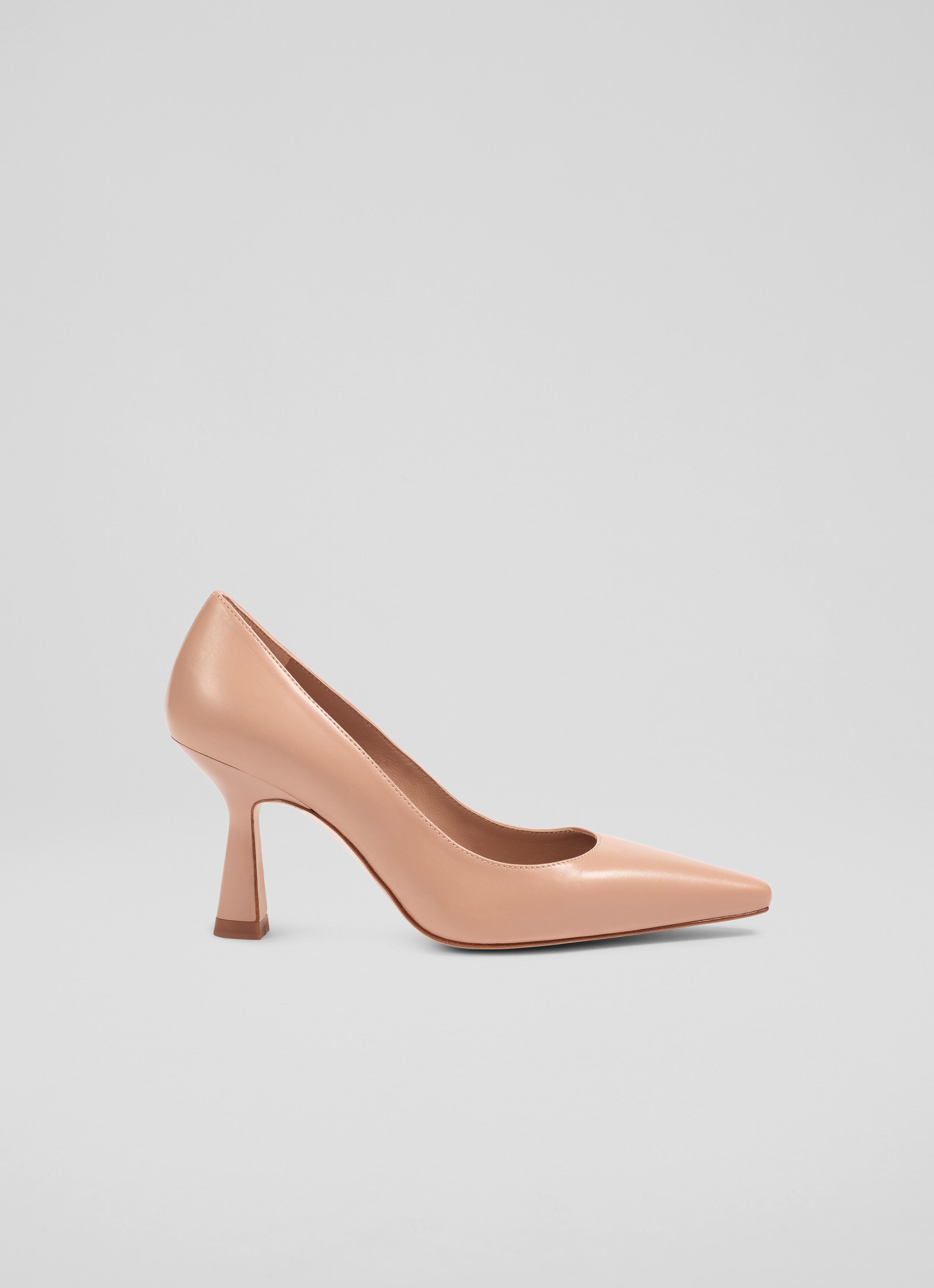 Florena Beige Leather Heel Courts