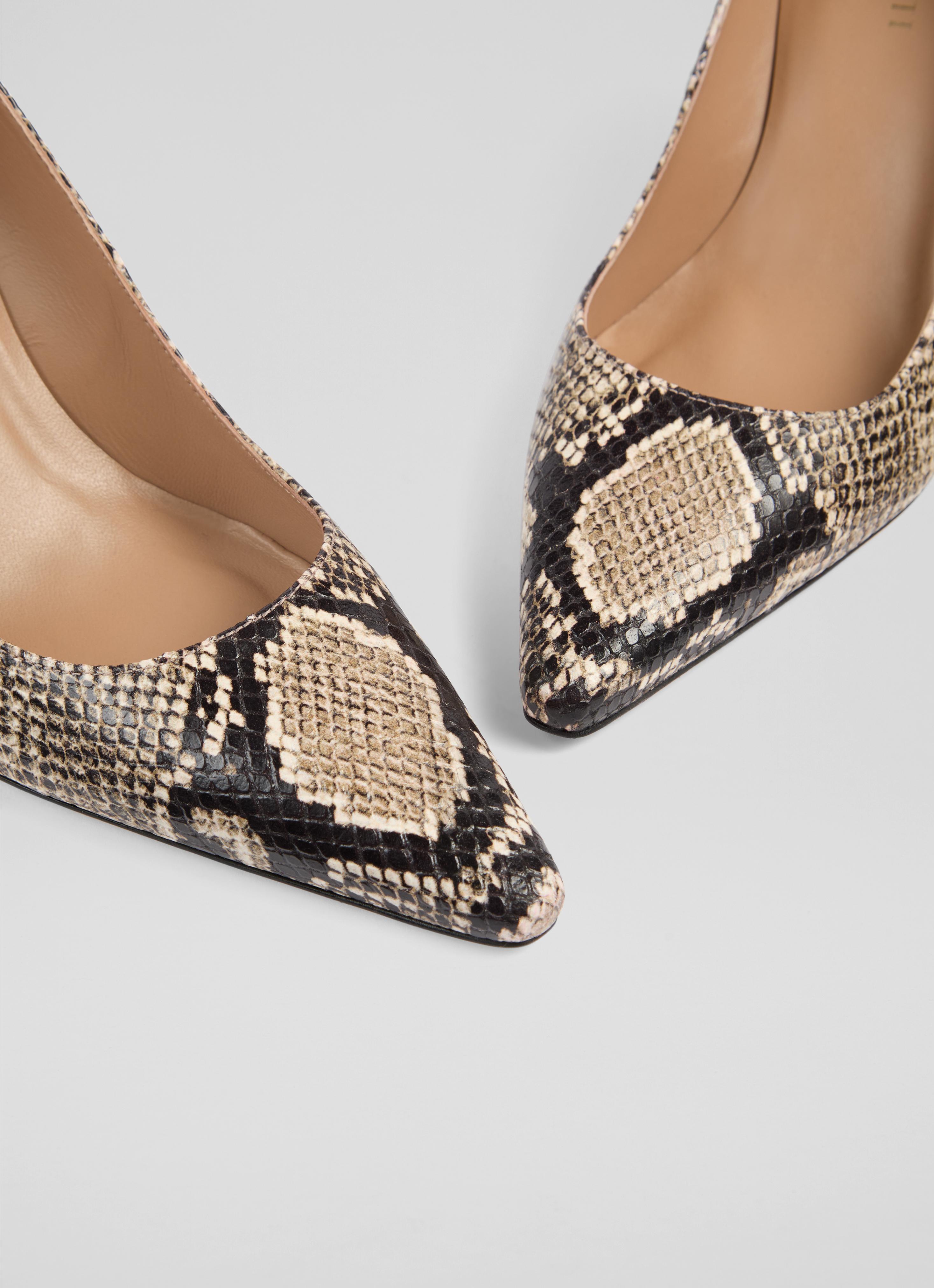 New Floret Snake Effect Heel Courts Occasion Shoes
