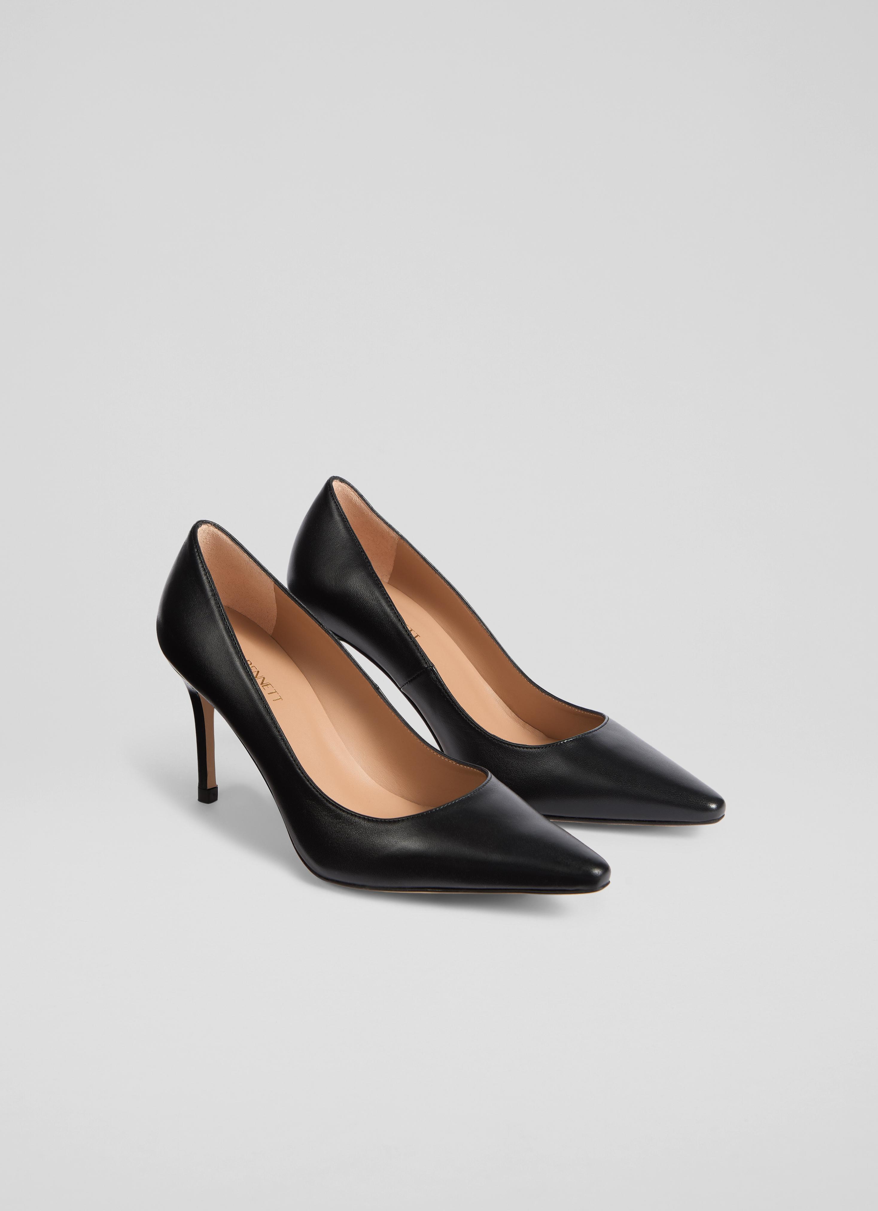 New Floret Black Nappa Leather Pointed Toe Courts