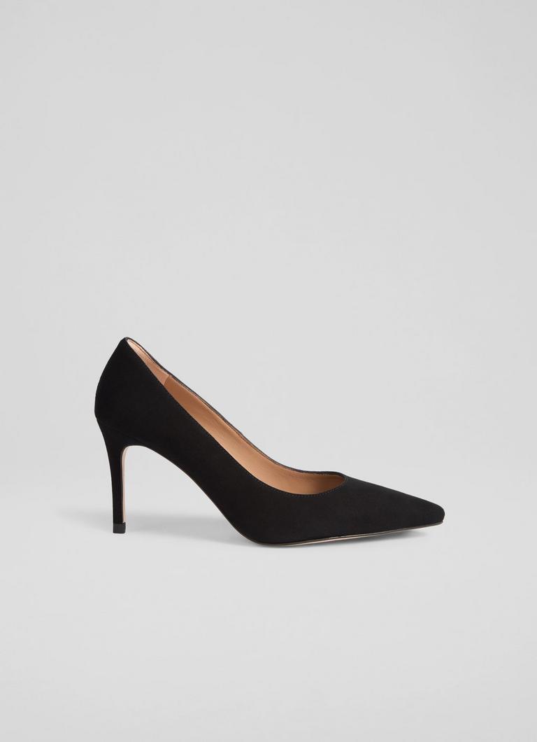 New Floret Black Suede Pointed Toe Courts