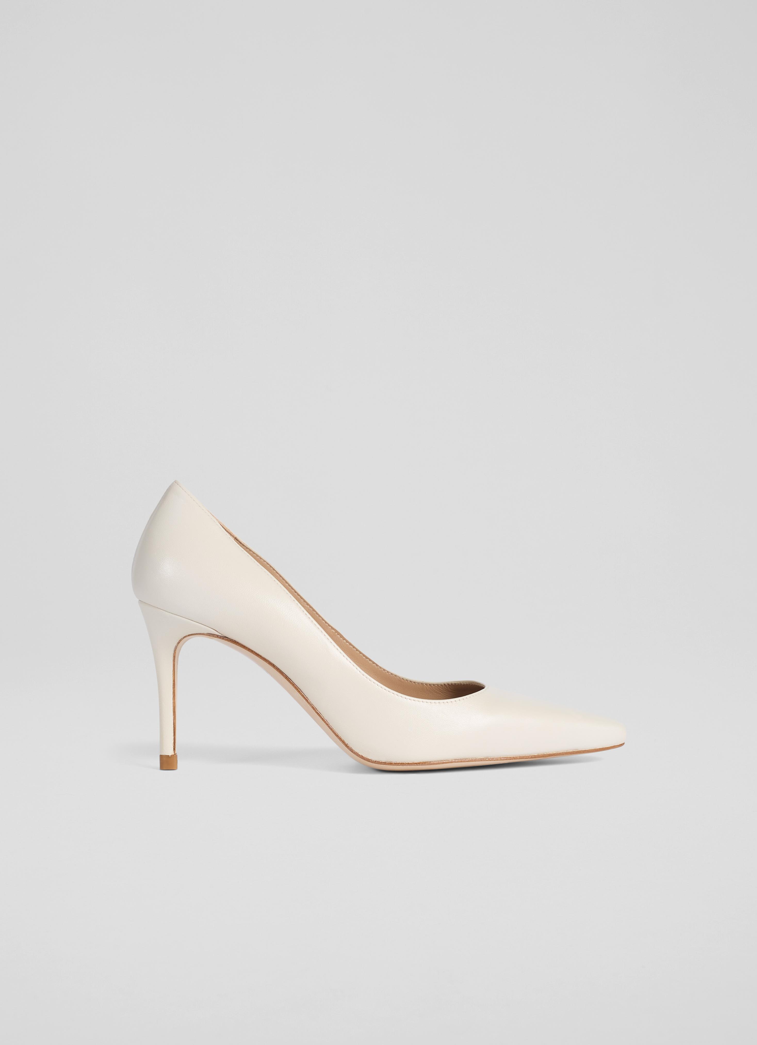 New Floret Cream Leather Pointed Courts | Occasion Shoes