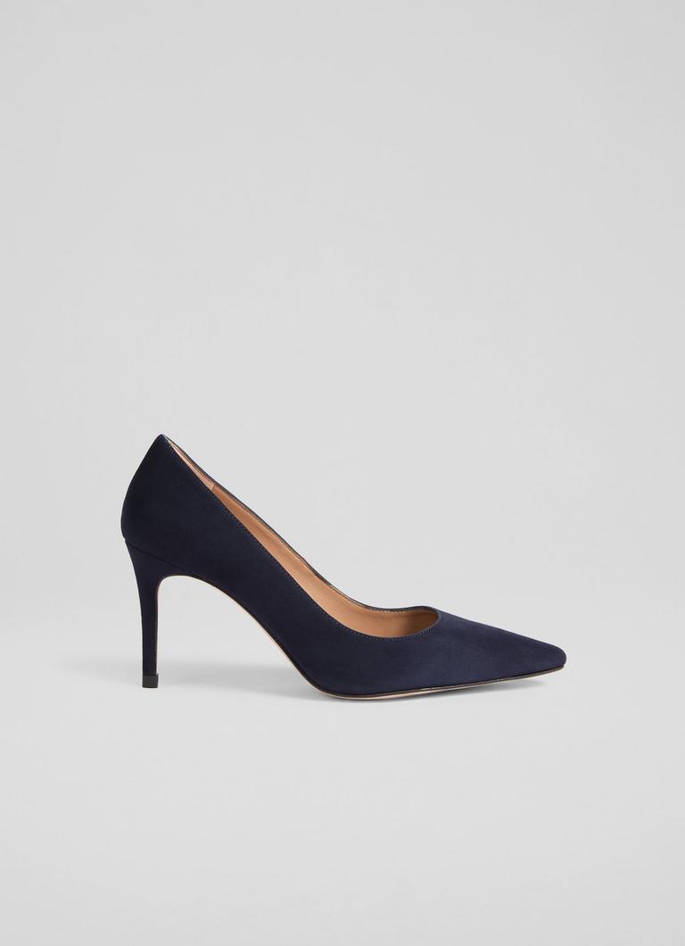 New Floret Navy Suede Pointed Toe Courts